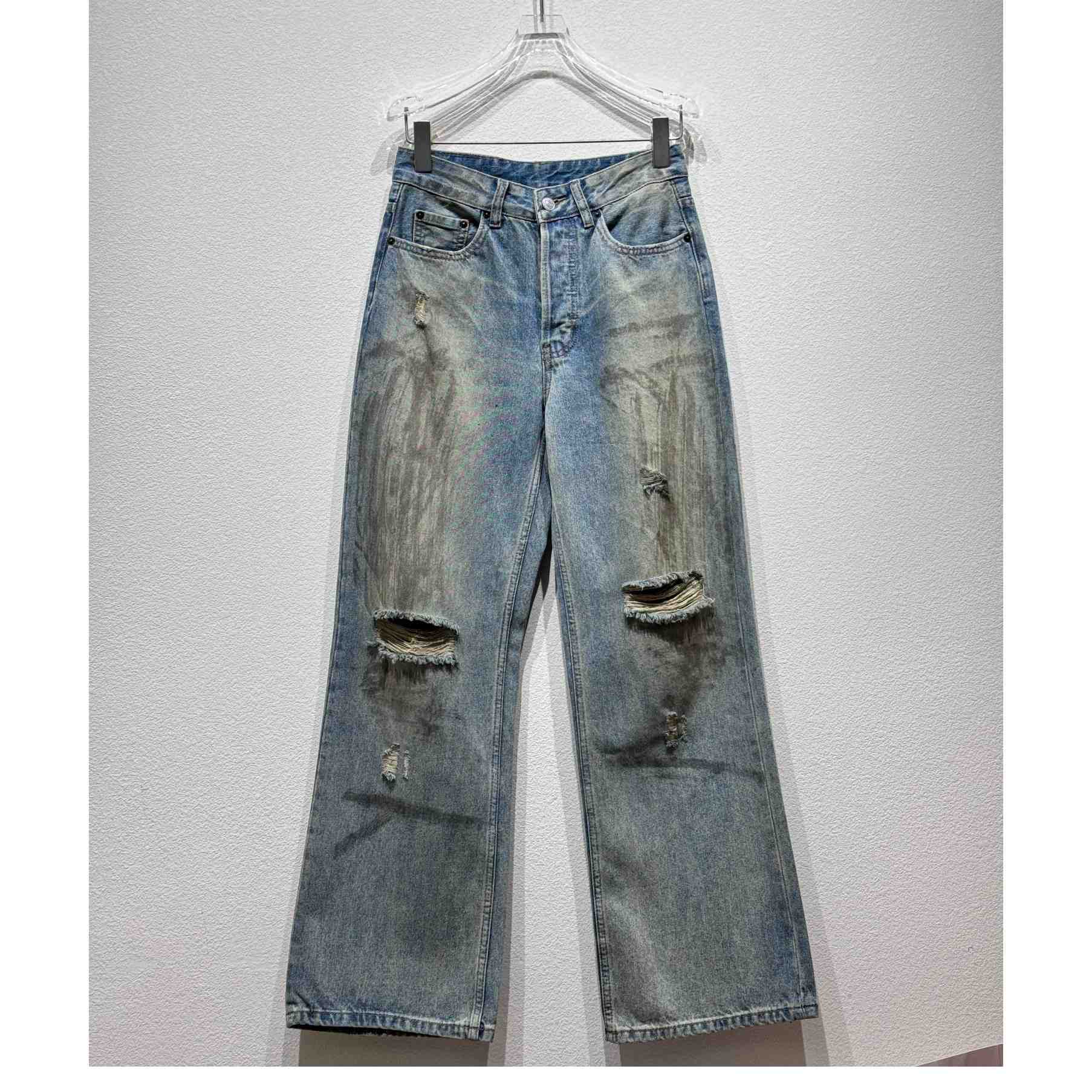 Acne Studios Mud Distressed Micro Flared Baggy Pants - EUR FASHION