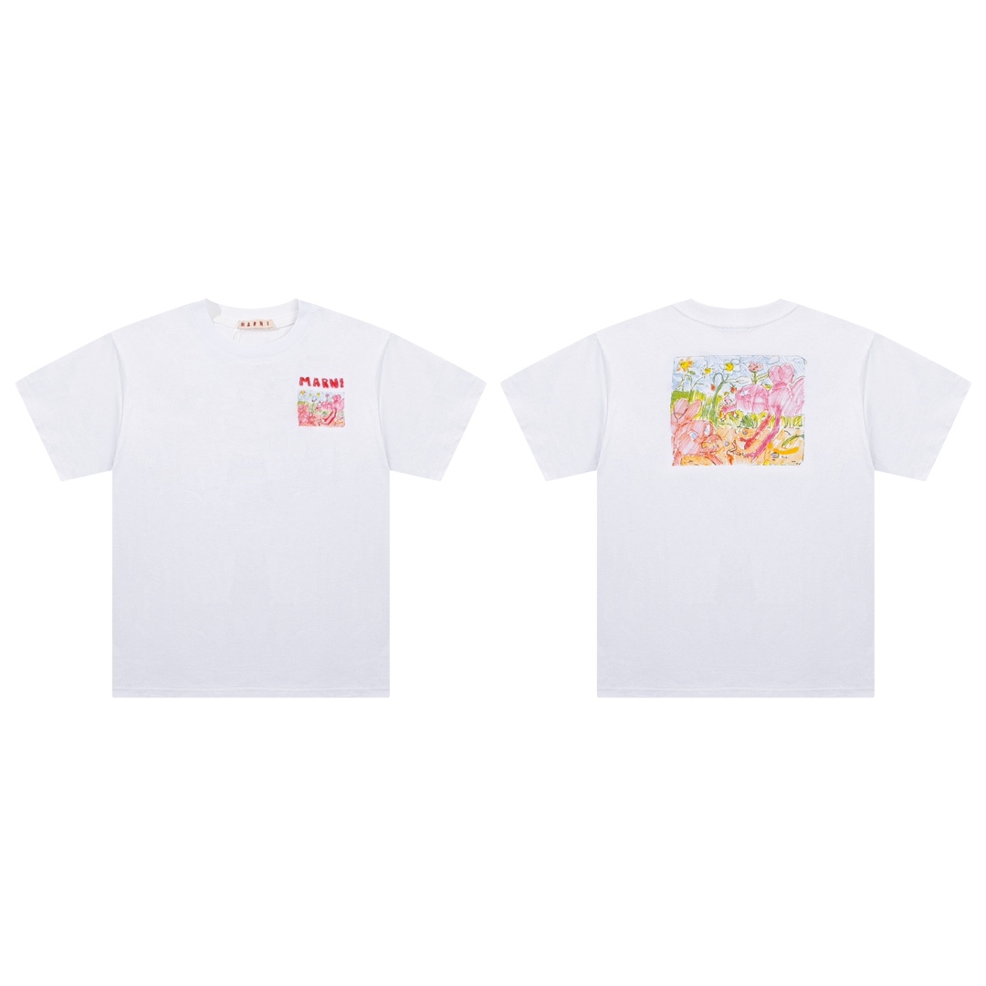 Marni Cotton T-Shirt With Logo - EUR FASHION