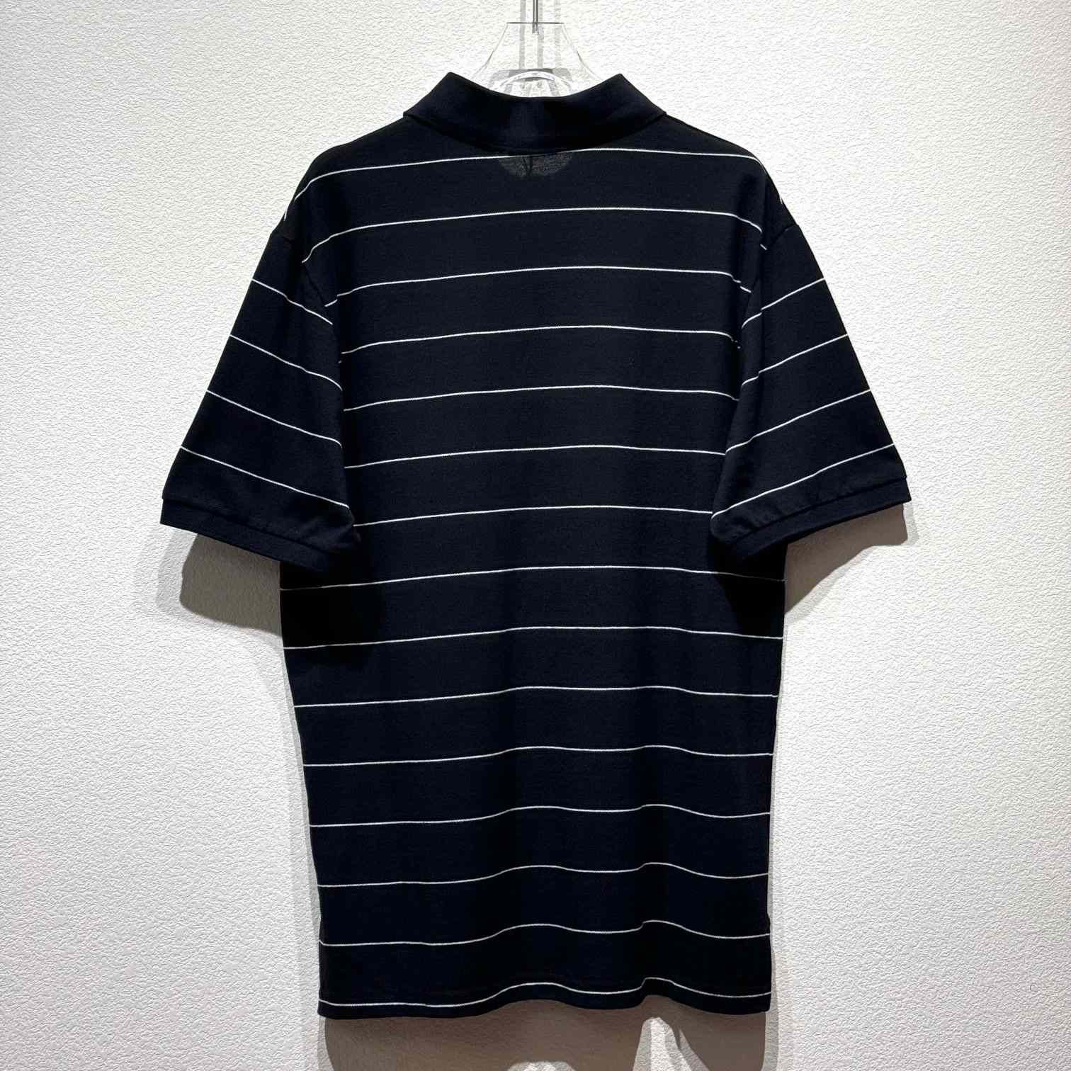 Saint Laurent Cassandre Polo Shirt In Striped Pique - EUR FASHION