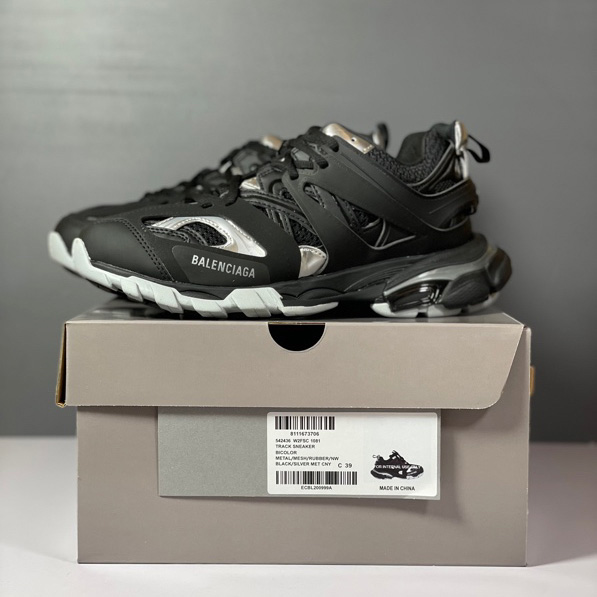 Balenciaga Track Sneaker In Black And Silver Mesh And Nylon - EUR FASHION