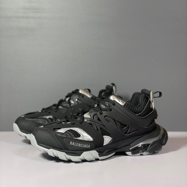 Balenciaga Track Sneaker In Black And Silver Mesh And Nylon - EUR FASHION