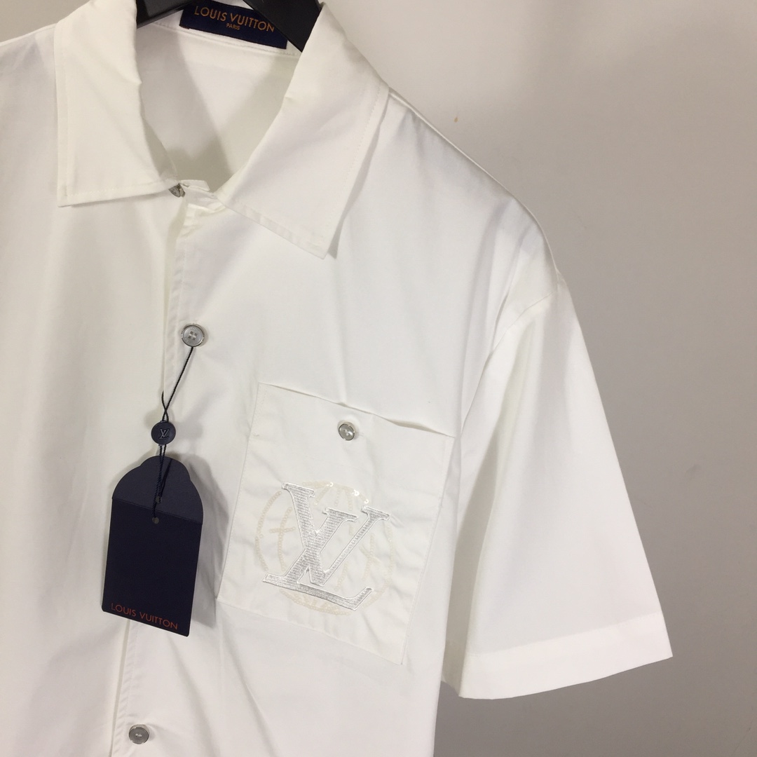 Louis Vuitton Embroidered Short-Sleeved Cotton Shirt    - EUR FASHION