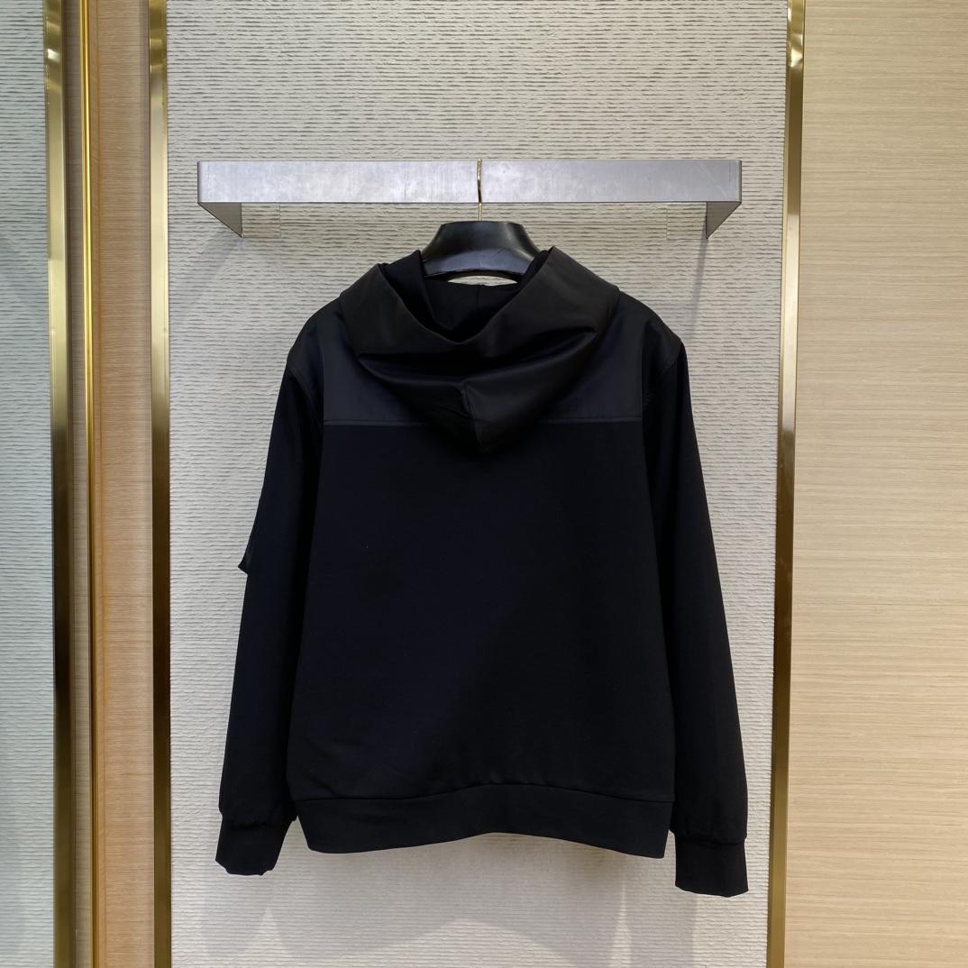 Prada Cotton Fleece And Re-Nylon Hoodie - EUR FASHION