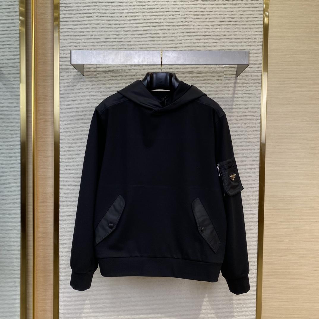 Prada Cotton Fleece And Re-Nylon Hoodie - EUR FASHION