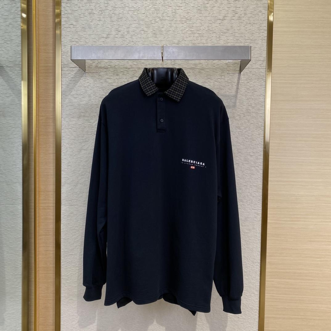 Balenciaga Unity Sport Long Sleeve Shirt Collar Polo In Faded Black - EUR FASHION