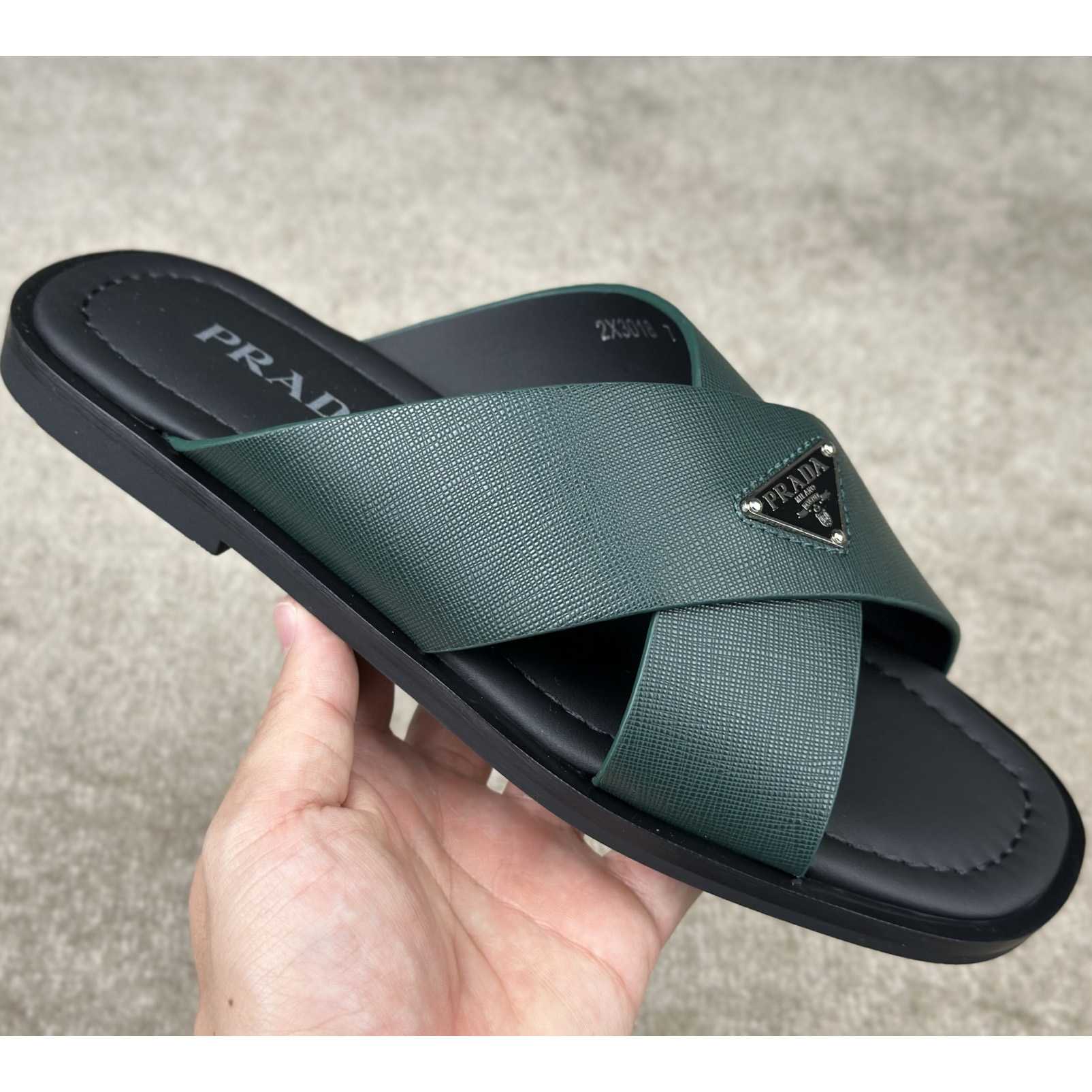 Prada Crisscross Leather Slides - EUR FASHION