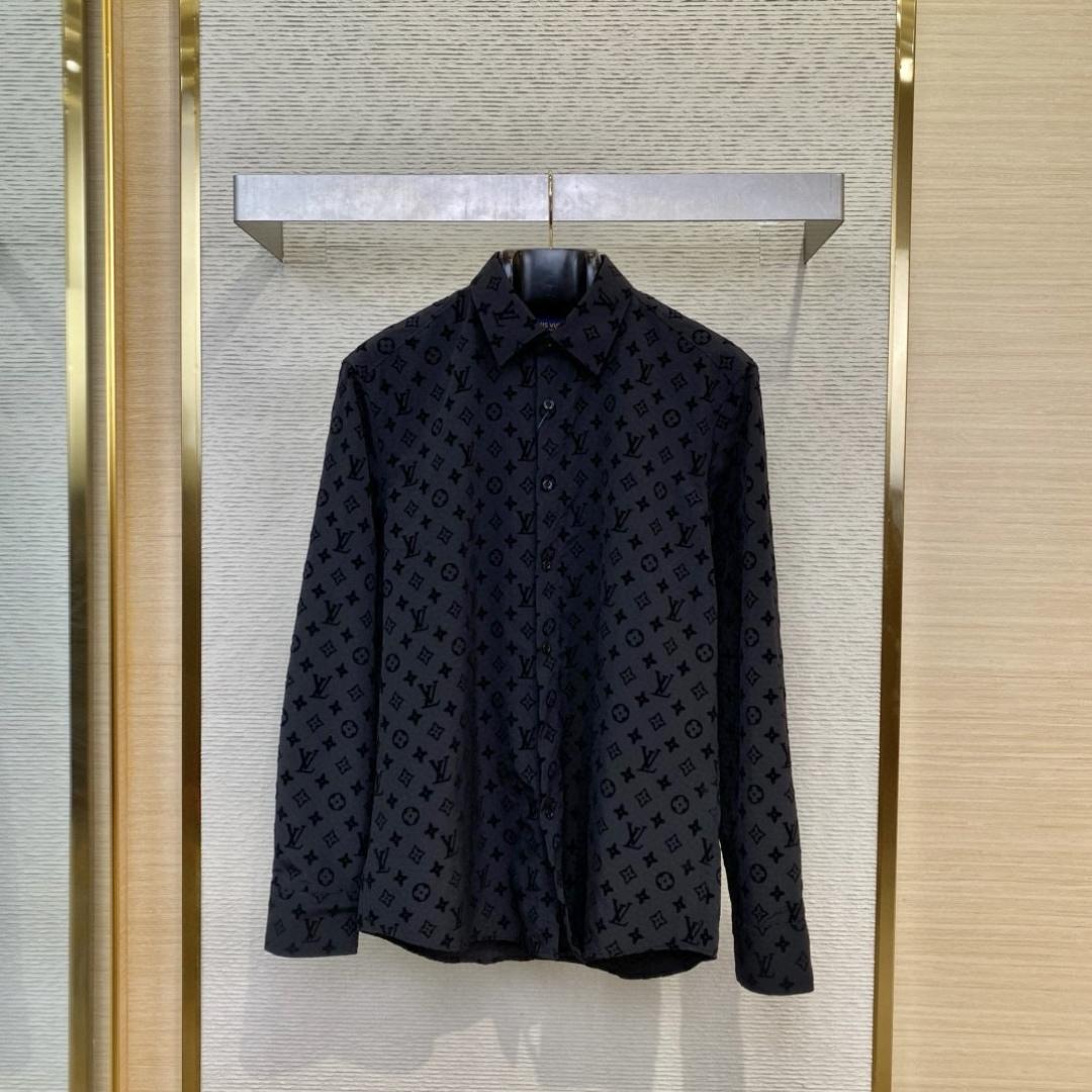 Louis Vuitton Flocked  Monogram Long-Sleeved Shirt - EUR FASHION