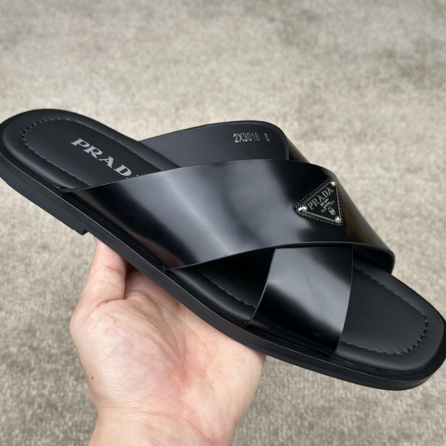 Prada Crisscross Leather Slides - EUR FASHION