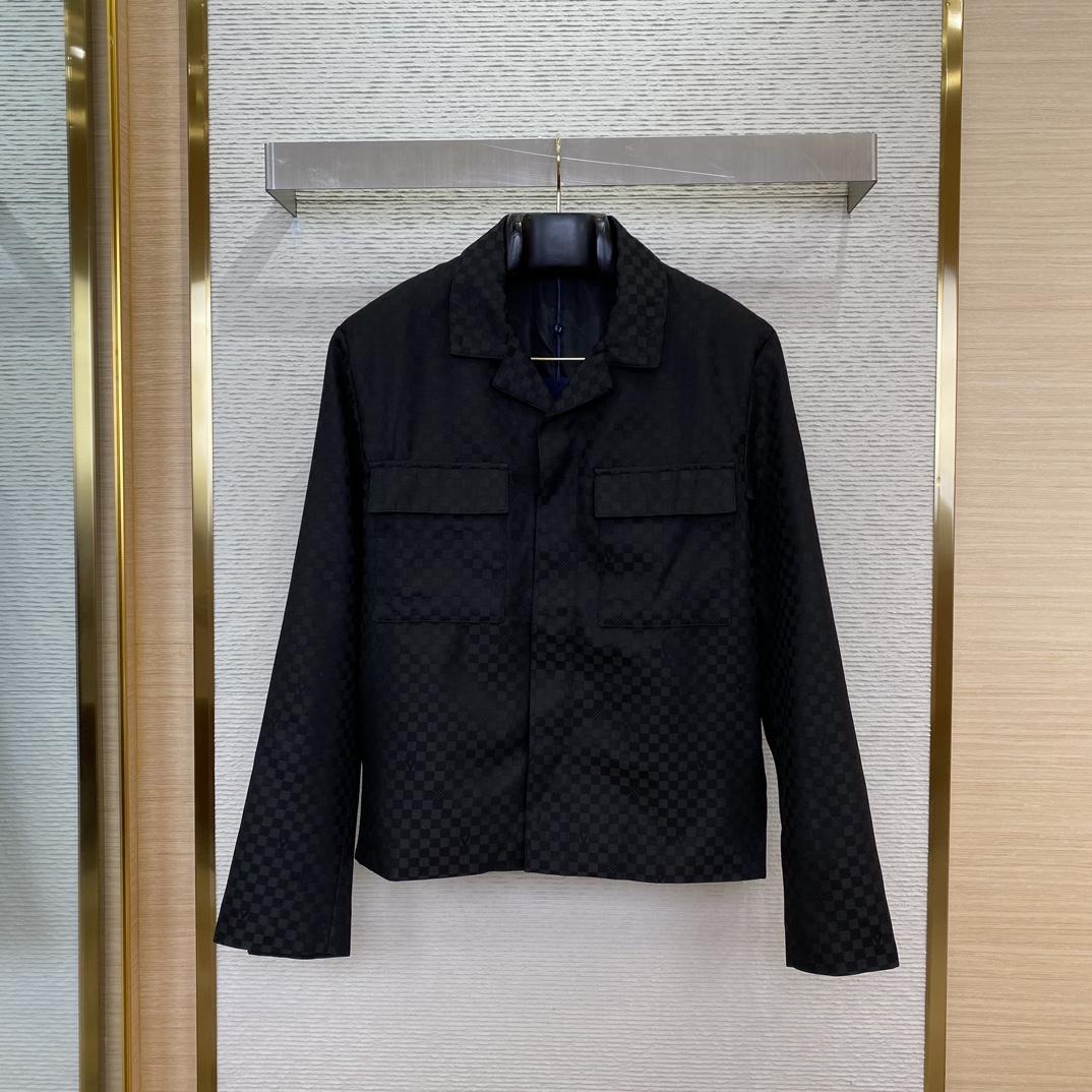 Louis Vuitton Damier Open Collar Wool Overshirt   1AFVNA - EUR FASHION