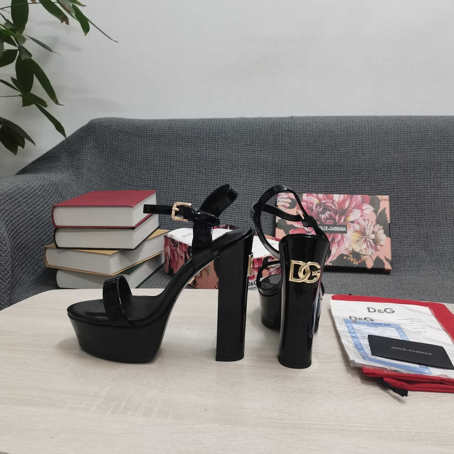 Dolce & Gabbana Polished Calfskin Platform Sandals - EUR FASHION