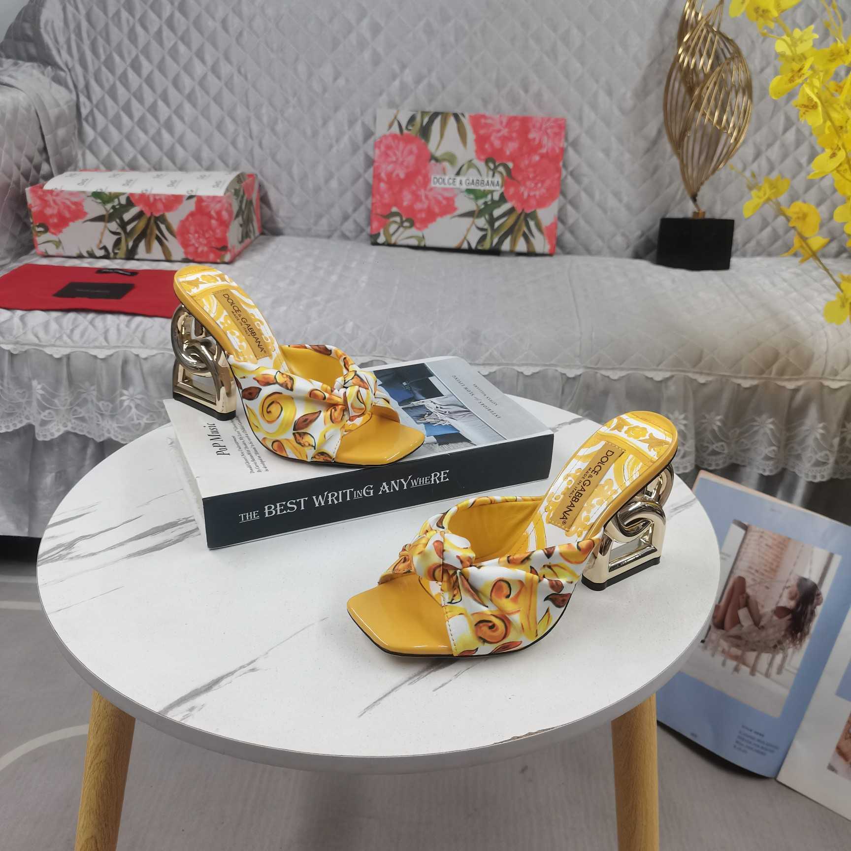 Dolce & Gabbana Printed Silk Twill DG Pop Sandals - EUR FASHION