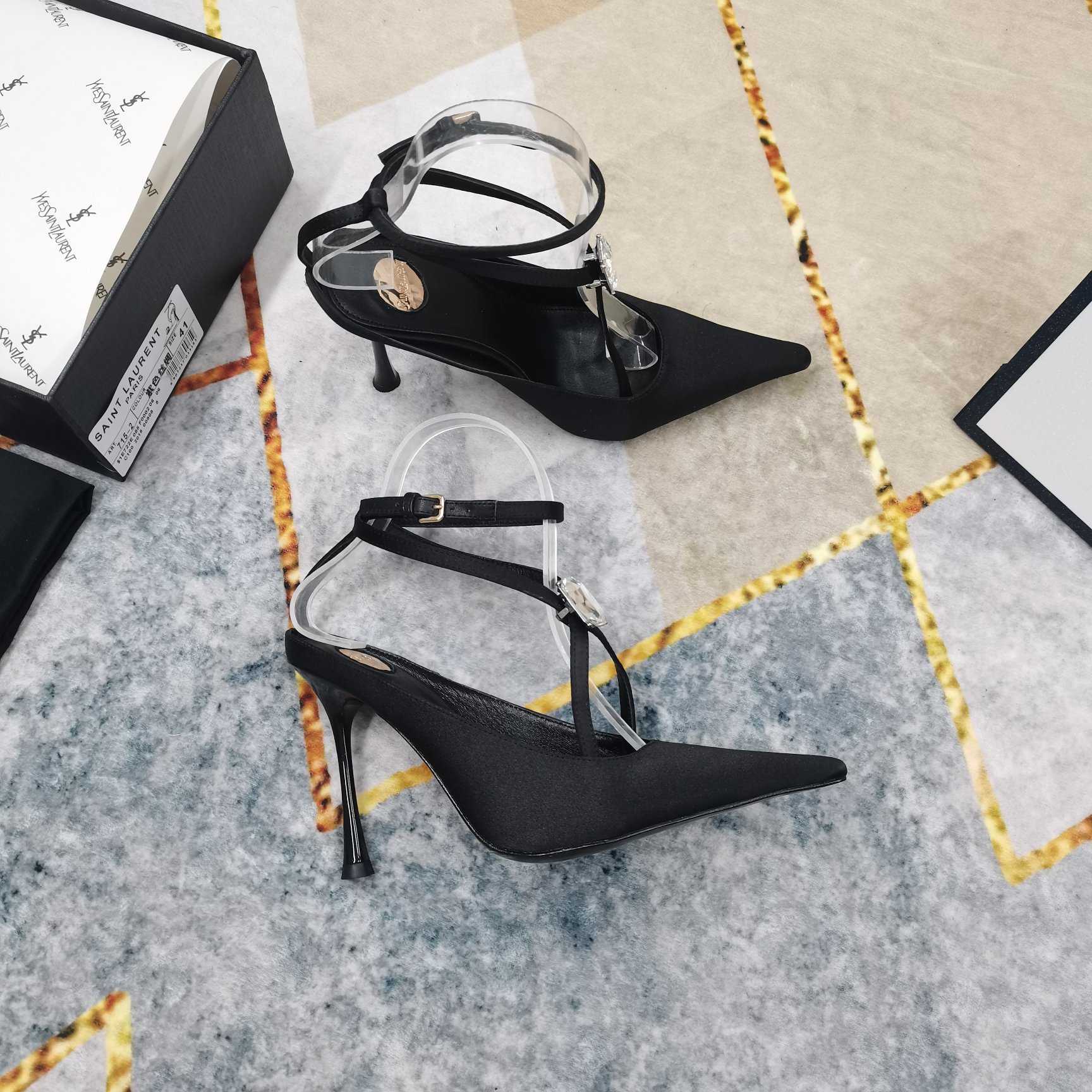 Saint Laurent Harlow Pumps In Satin Crepe And Crystals - EUR FASHION