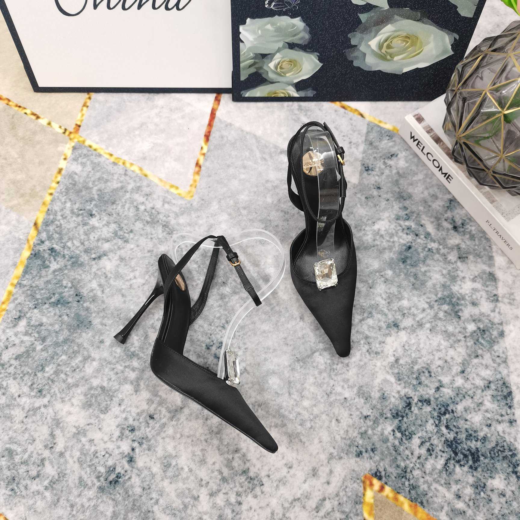 Saint Laurent Harlow Pumps In Satin Crepe And Crystals - EUR FASHION