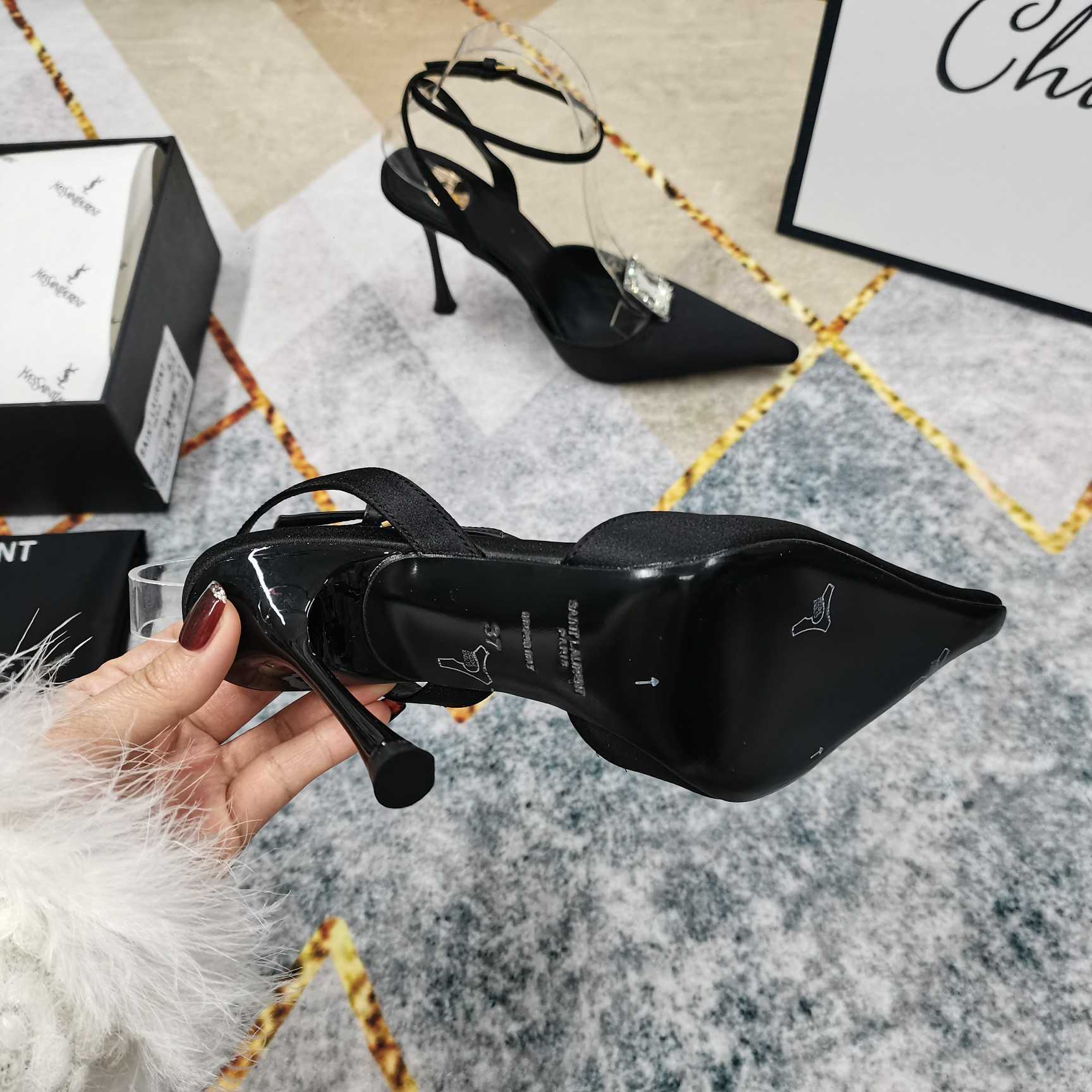 Saint Laurent Harlow Pumps In Satin Crepe And Crystals - EUR FASHION