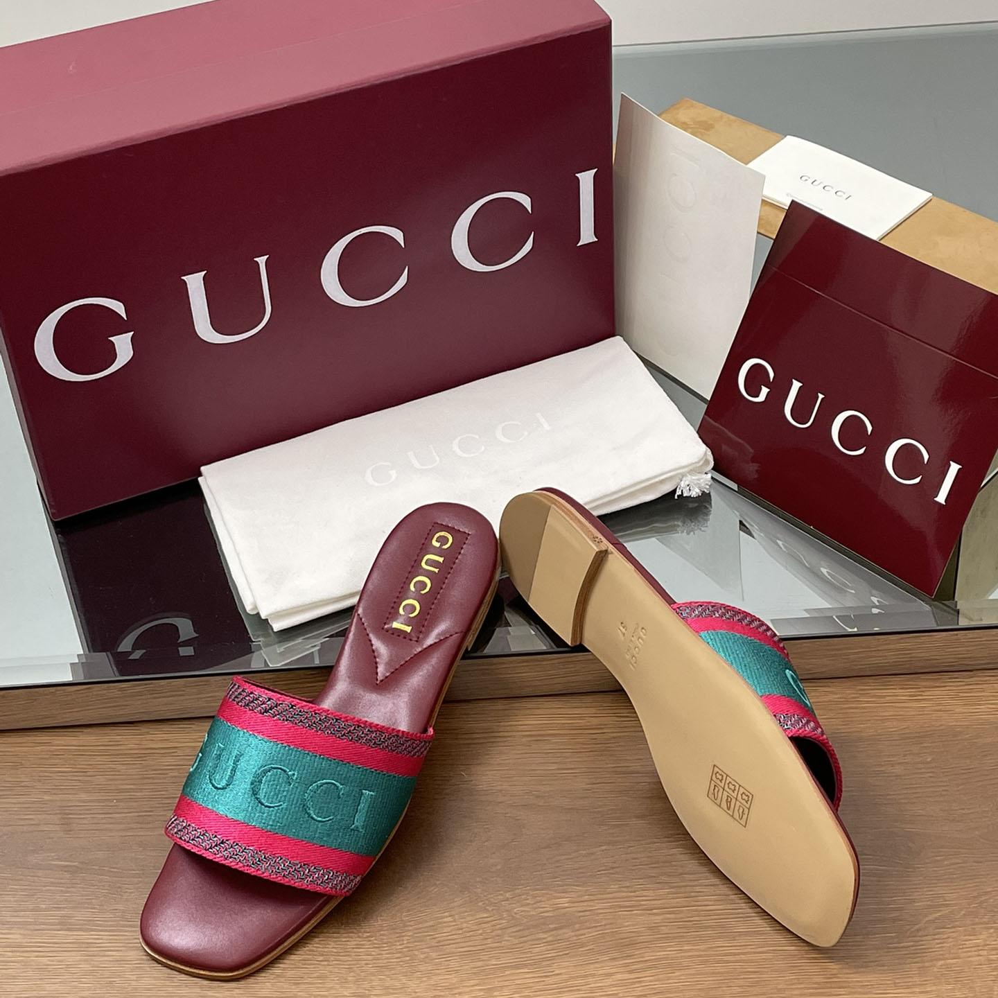 Gucci Women's Slide Sandal With Web - EUR FASHION