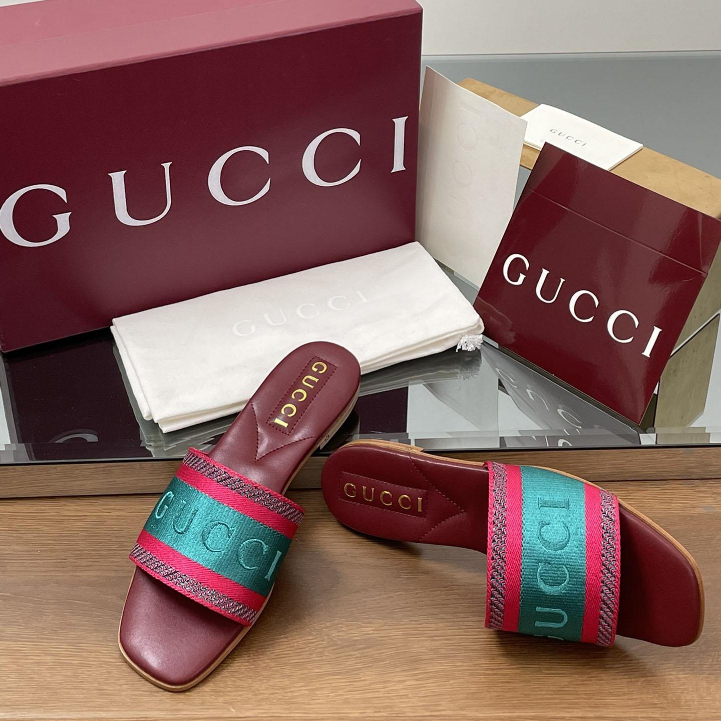 Gucci Women's Slide Sandal With Web - EUR FASHION