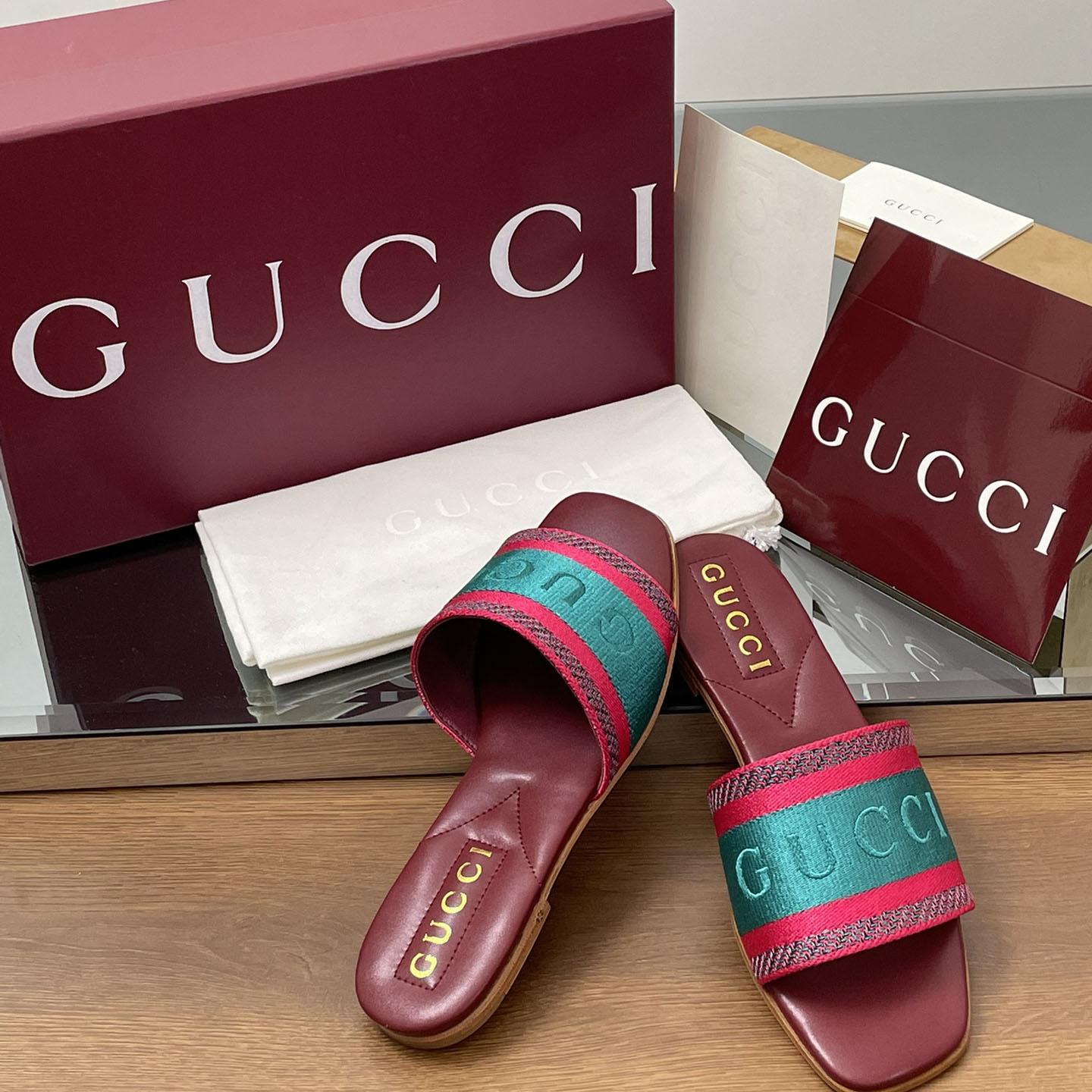 Gucci Women's Slide Sandal With Web - EUR FASHION