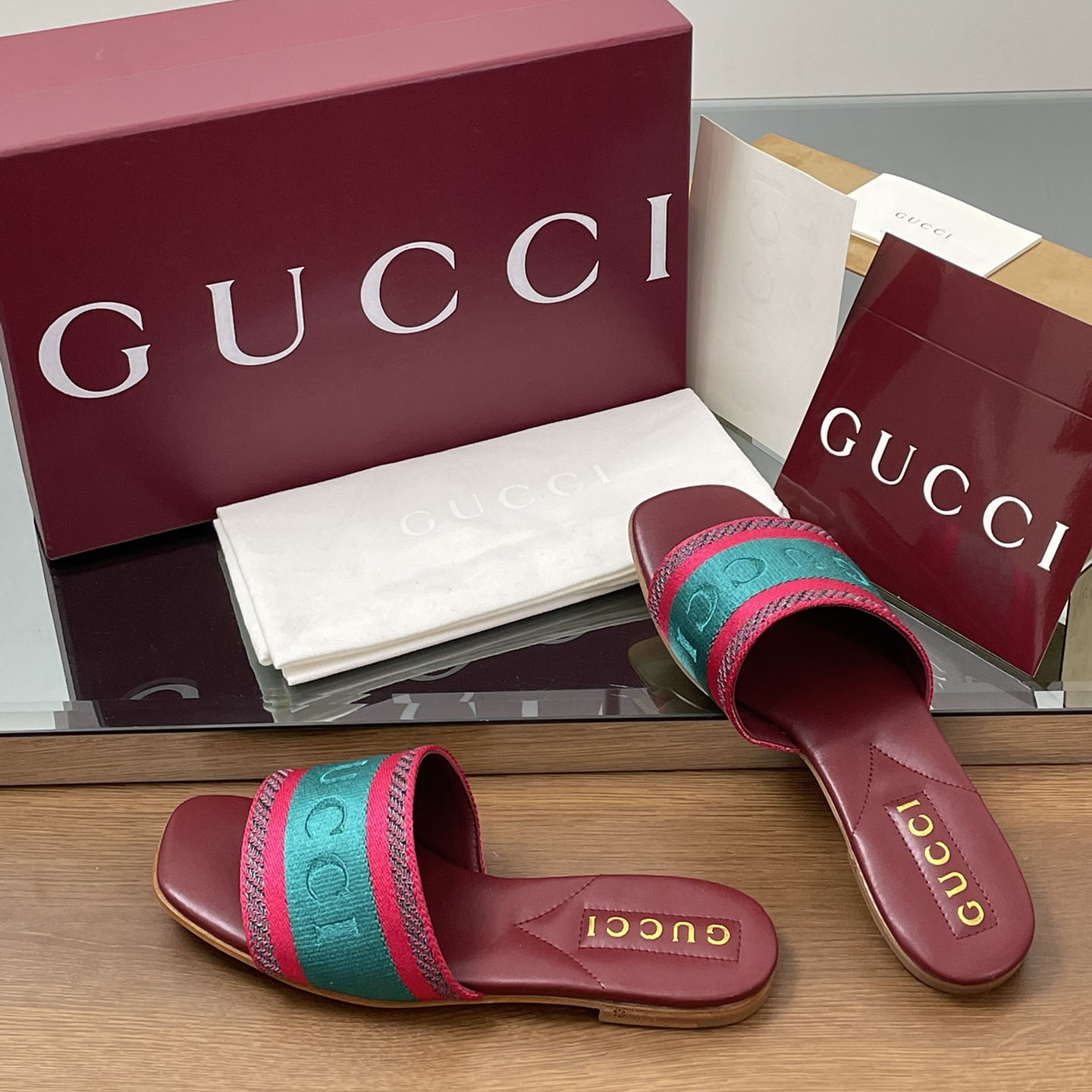 Gucci Women's Slide Sandal With Web - EUR FASHION