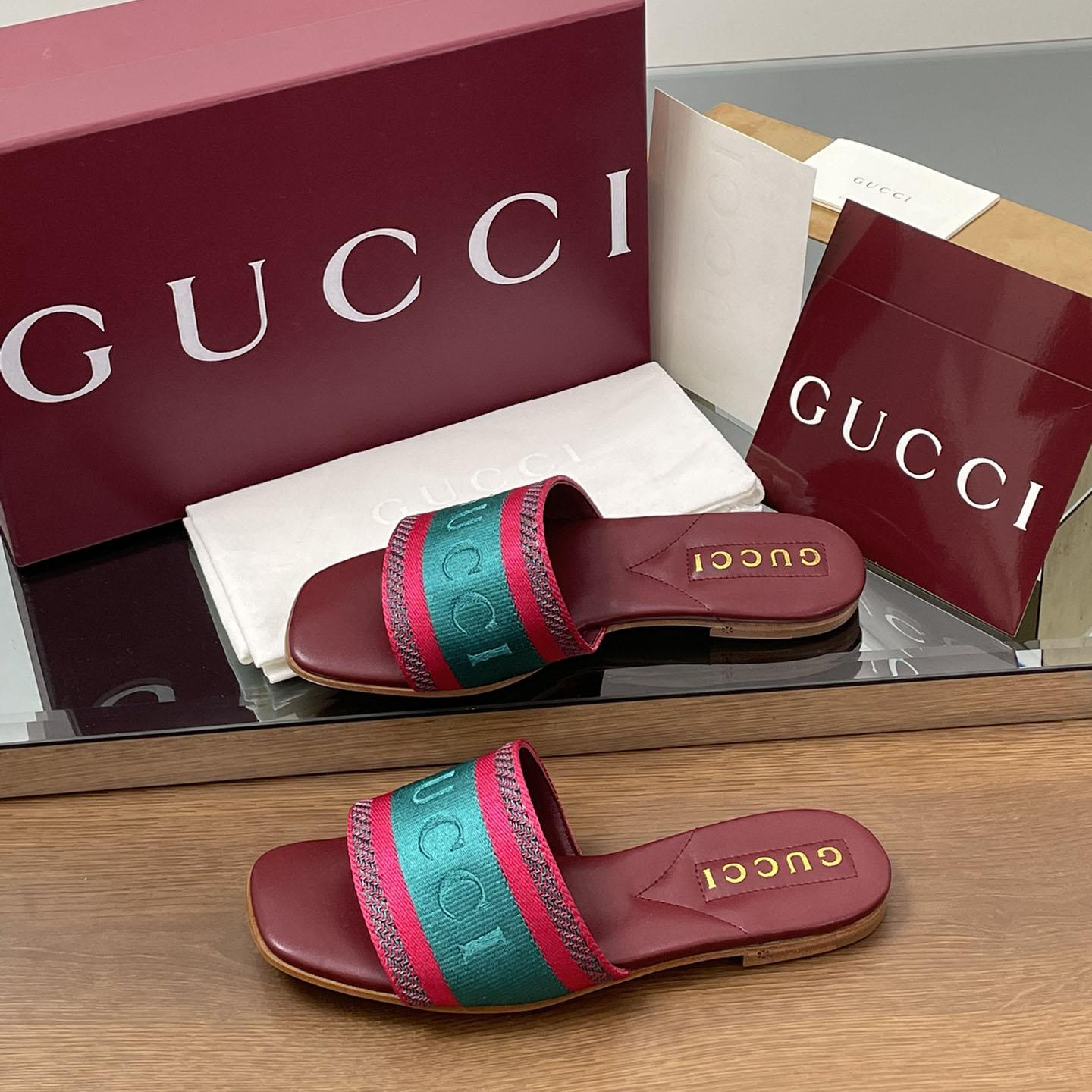 Gucci Women's Slide Sandal With Web - EUR FASHION