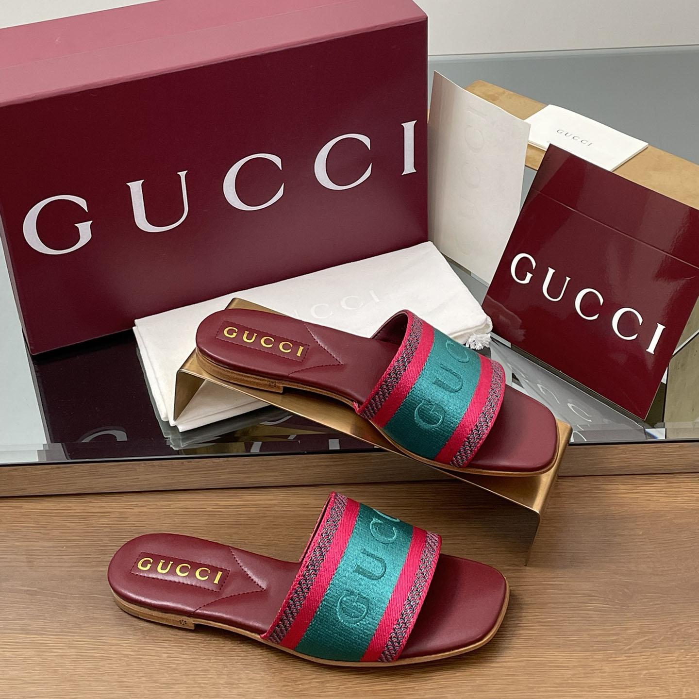 Gucci Women's Slide Sandal With Web - EUR FASHION