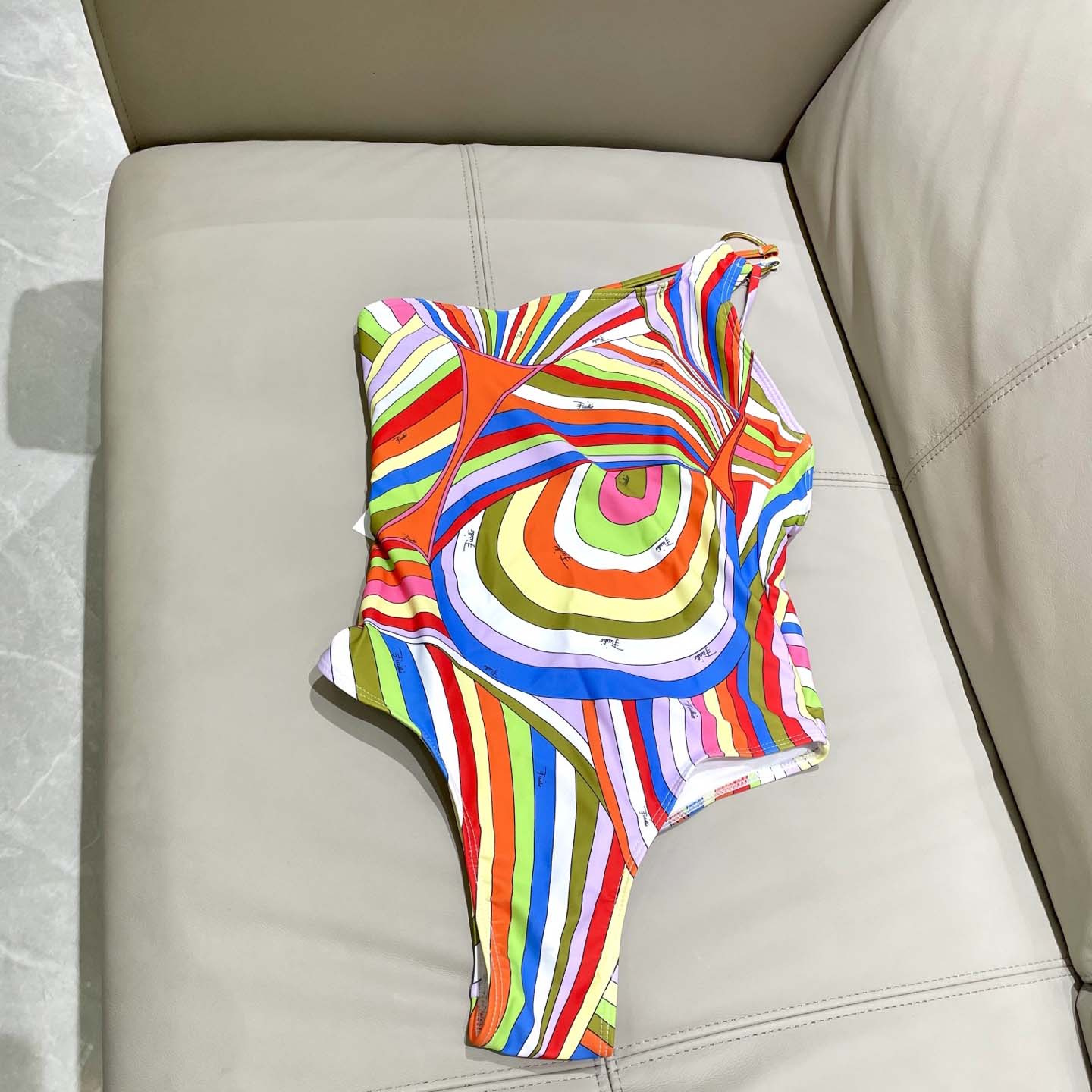 Pucci One-shoulder Embellished Printed Swimsuit  - EUR FASHION