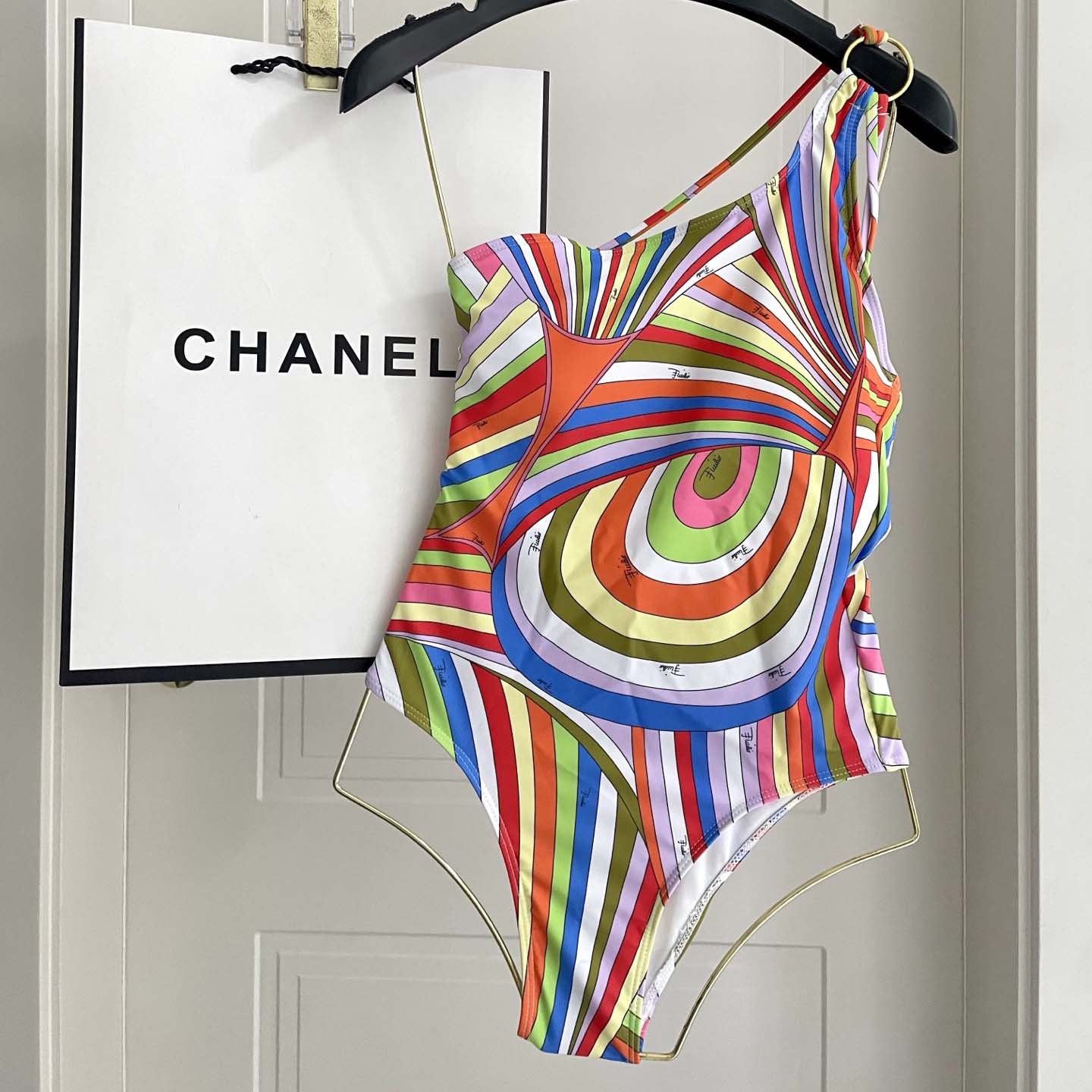 Pucci One-shoulder Embellished Printed Swimsuit  - EUR FASHION