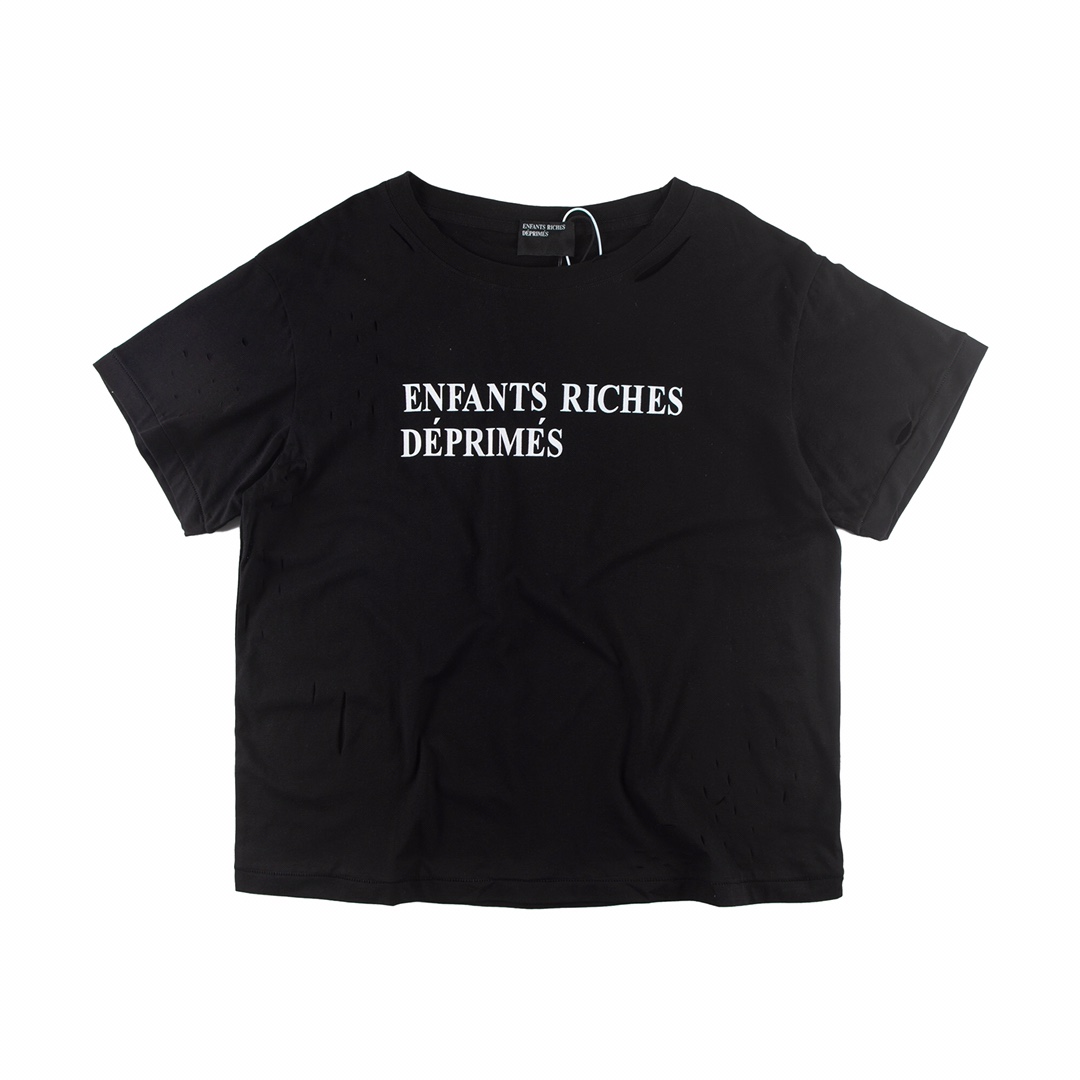 Enfants Riches Déprimés Cropped Distressed Logo-Print Cotton-Jersey - EUR FASHION