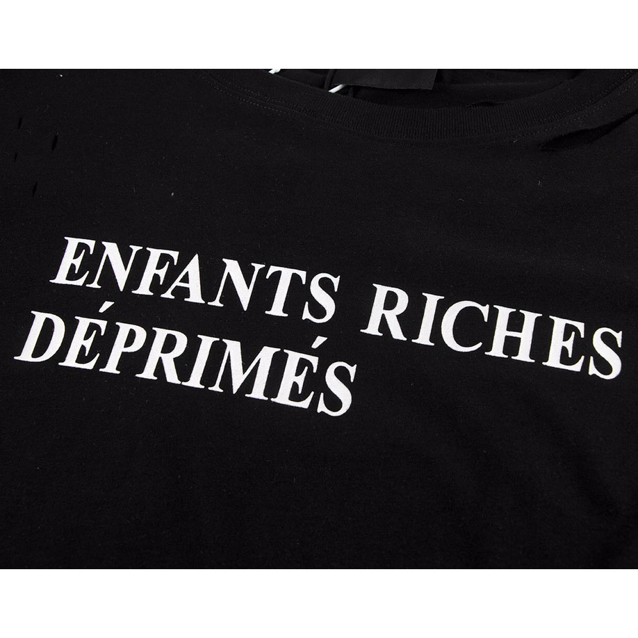 Enfants Riches Déprimés Cropped Distressed Logo-Print Cotton-Jersey - EUR FASHION