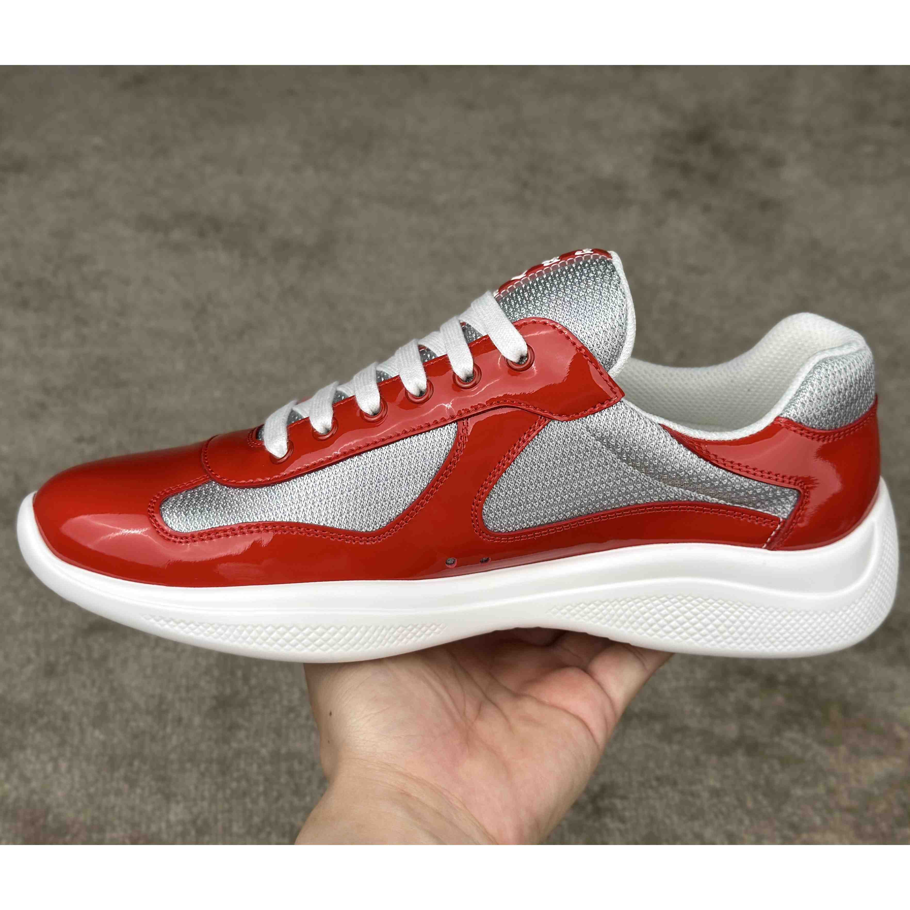 Prada Patent Leather And Technical Fabric Prada America's Cup Sneakers - EUR FASHION