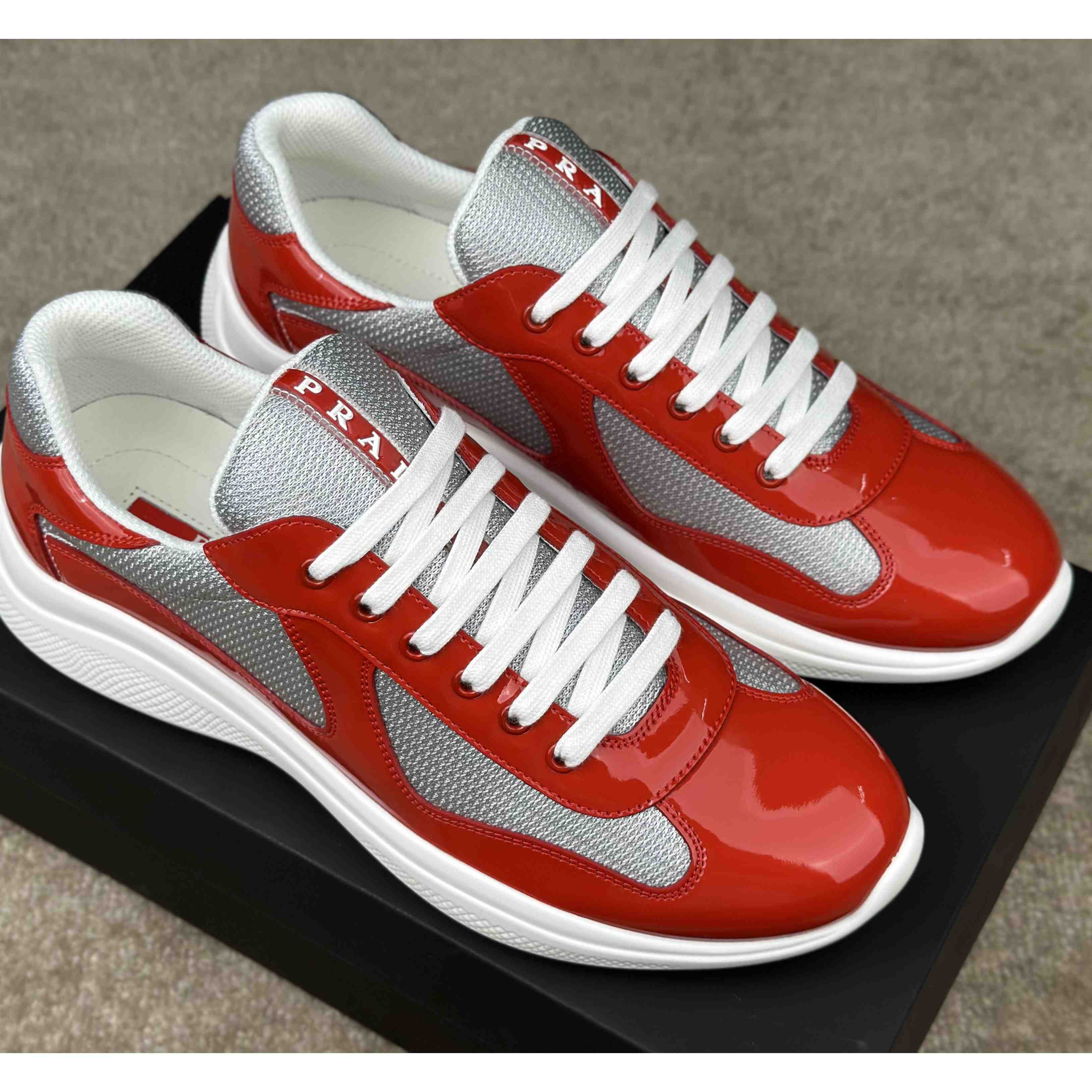 Prada Patent Leather And Technical Fabric Prada America's Cup Sneakers - EUR FASHION