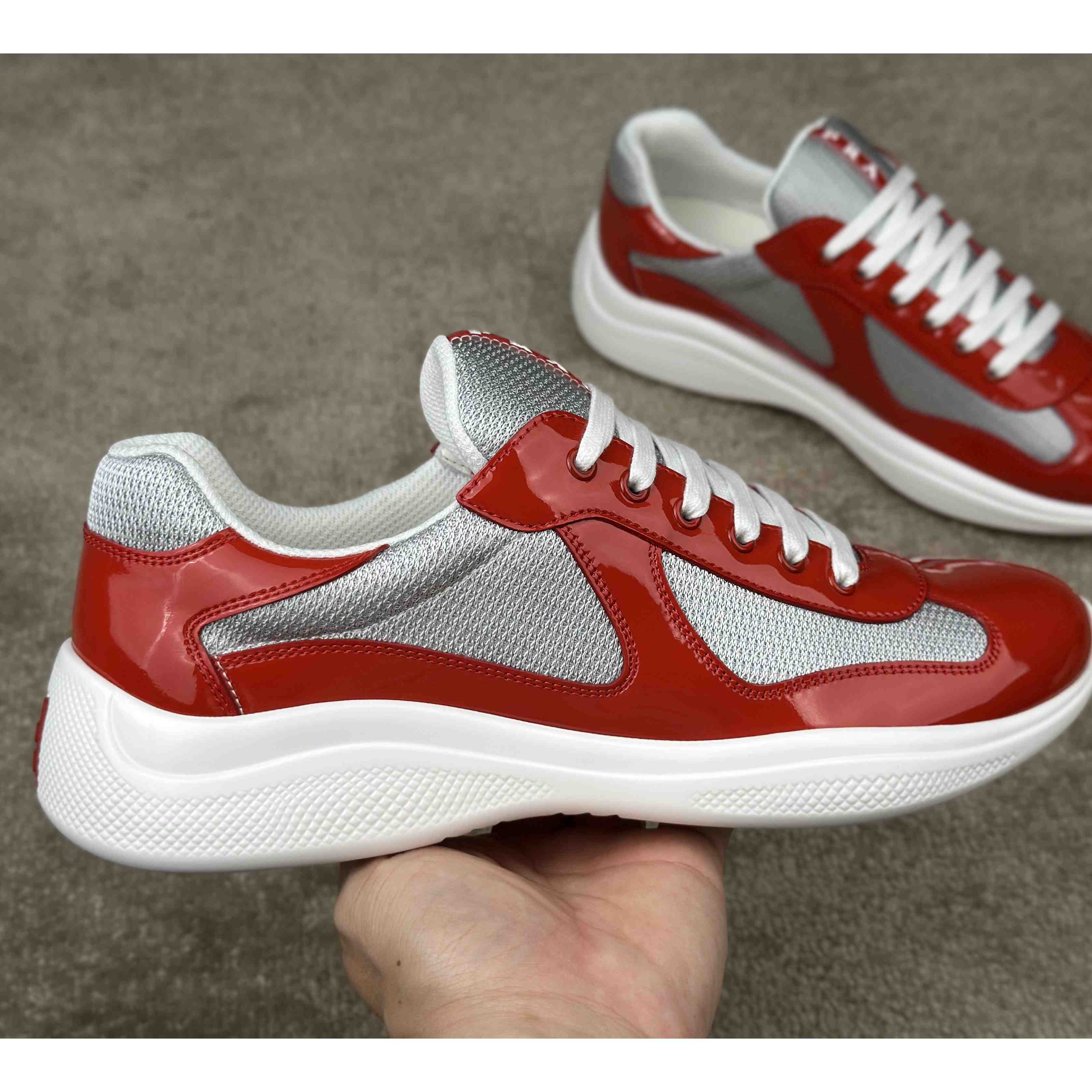 Prada Patent Leather And Technical Fabric Prada America's Cup Sneakers - EUR FASHION