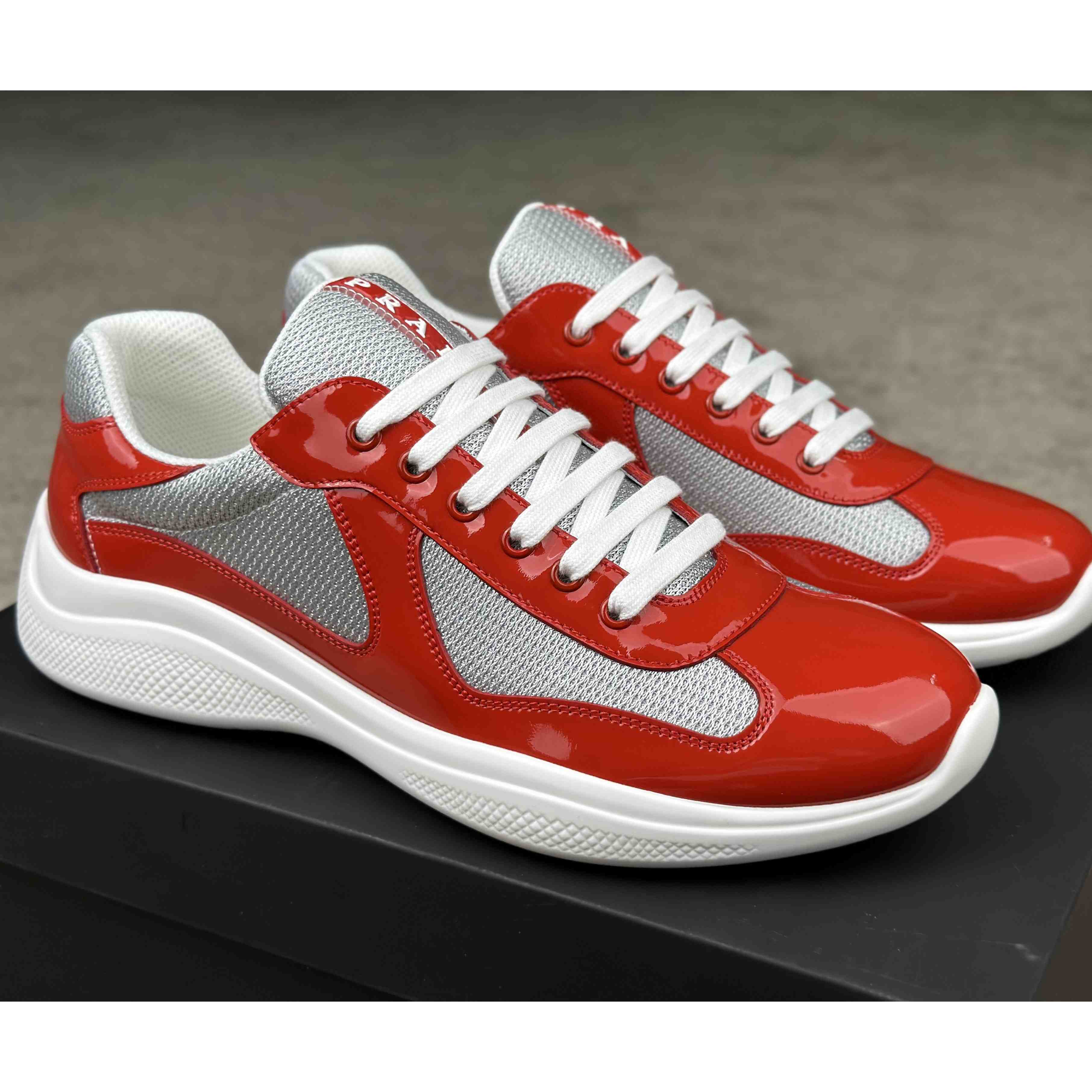 Prada Patent Leather And Technical Fabric Prada America's Cup Sneakers - EUR FASHION