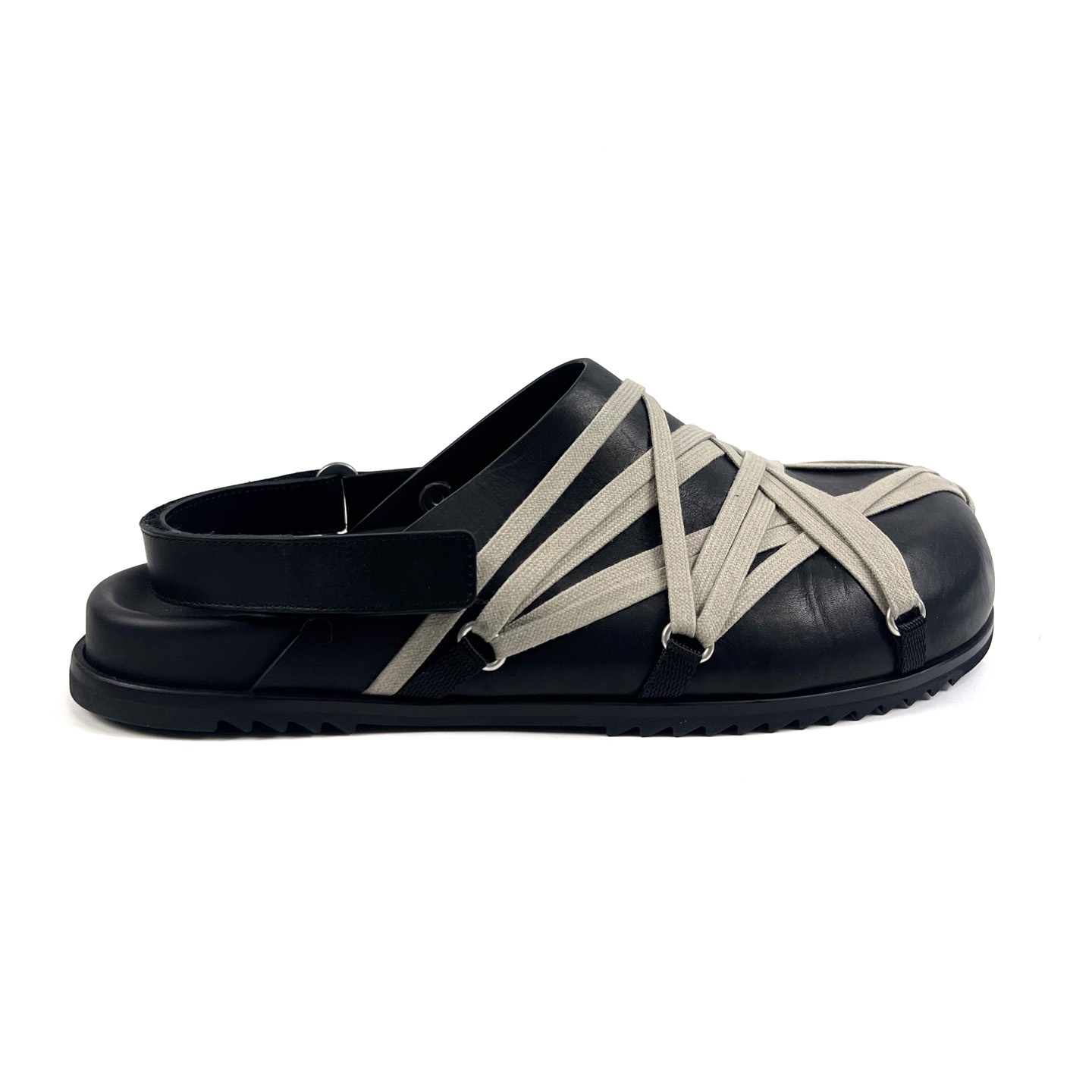 Rick Owens Hollywood Megalaced Mule Granola 'Black' - EUR FASHION