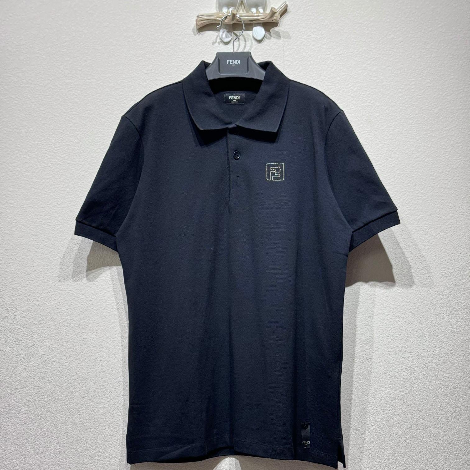 Fendi Black Cotton Polo Shirt - EUR FASHION
