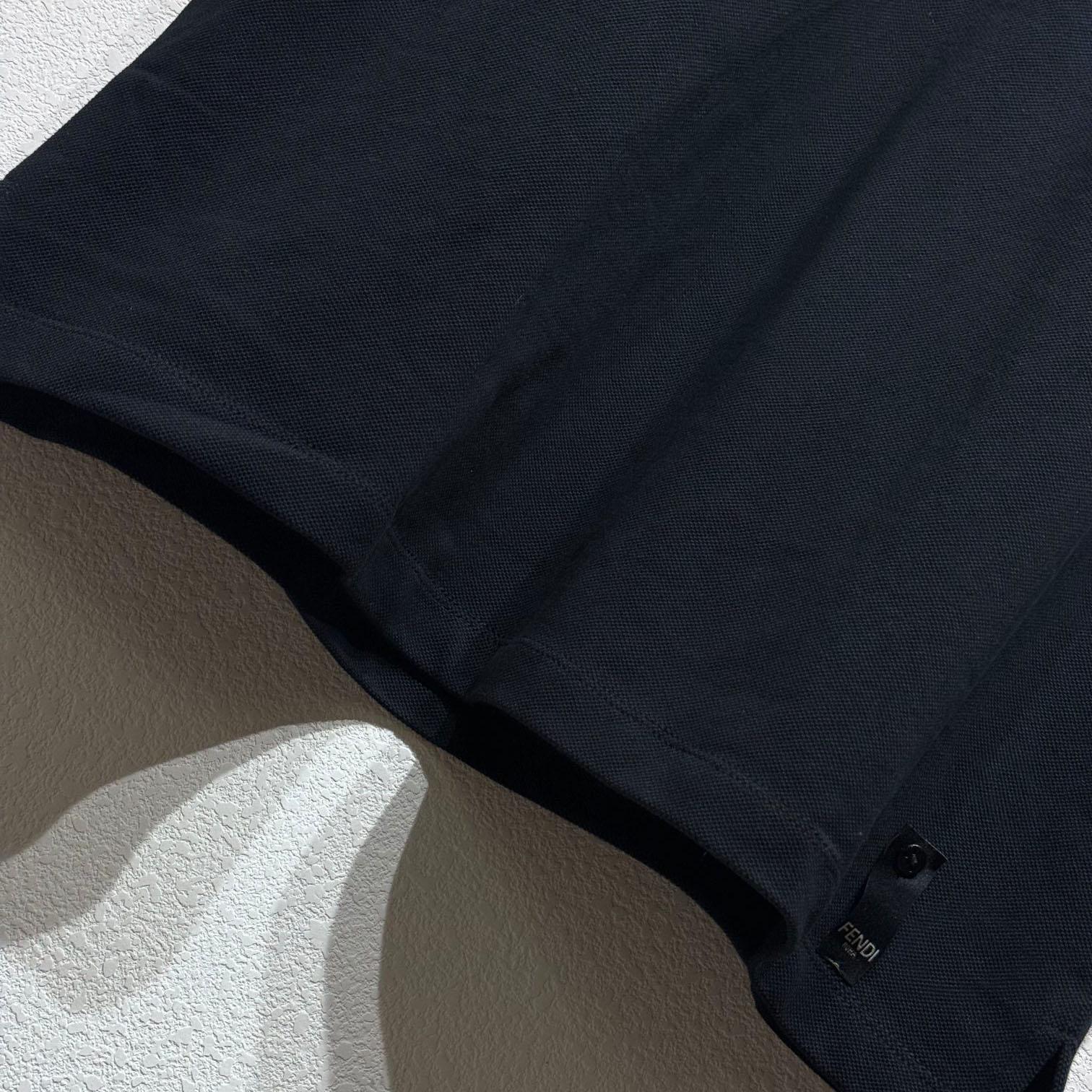 Fendi Black Cotton Polo Shirt - EUR FASHION