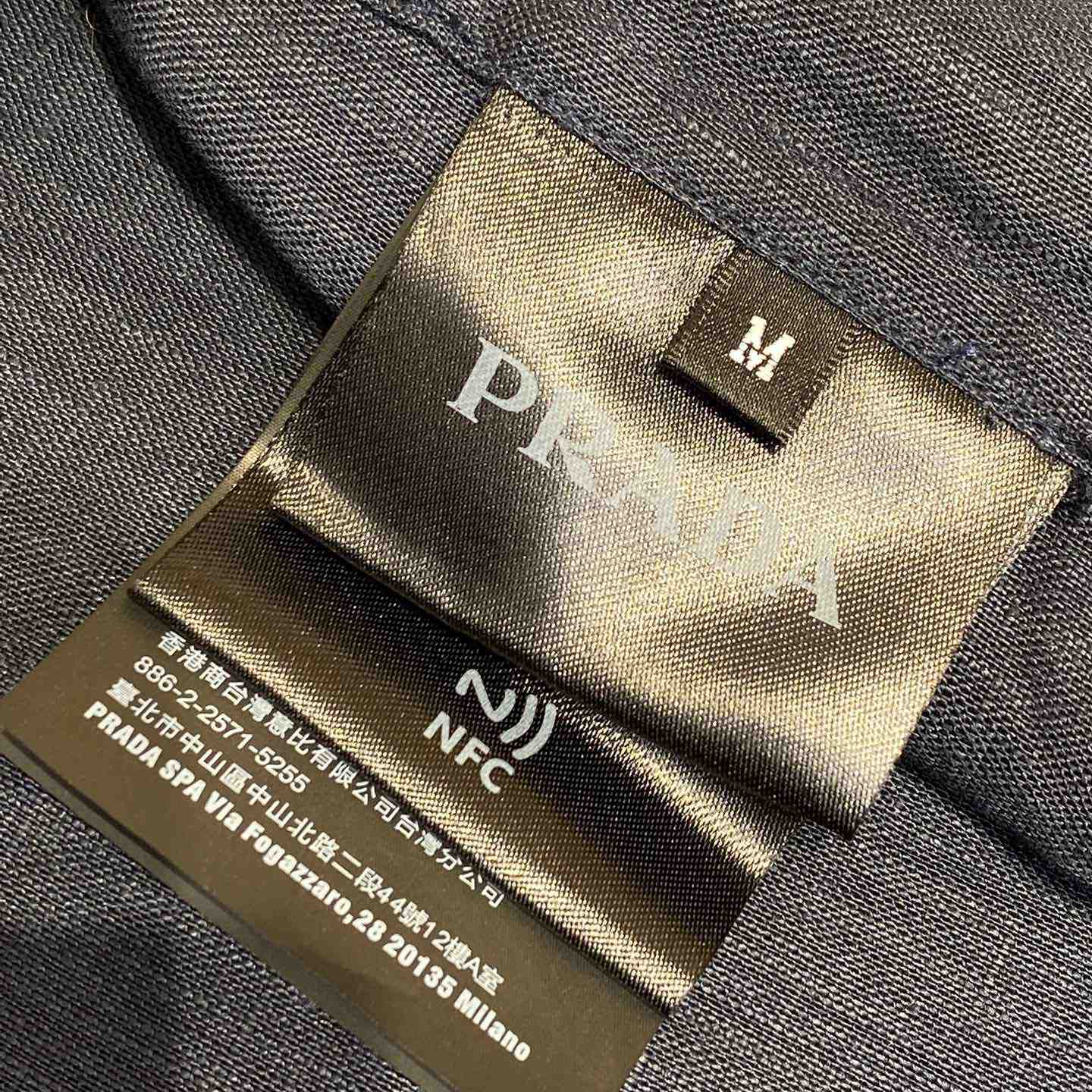 Prada Triangle-logo Cuban-collar Linen Shirt - EUR FASHION