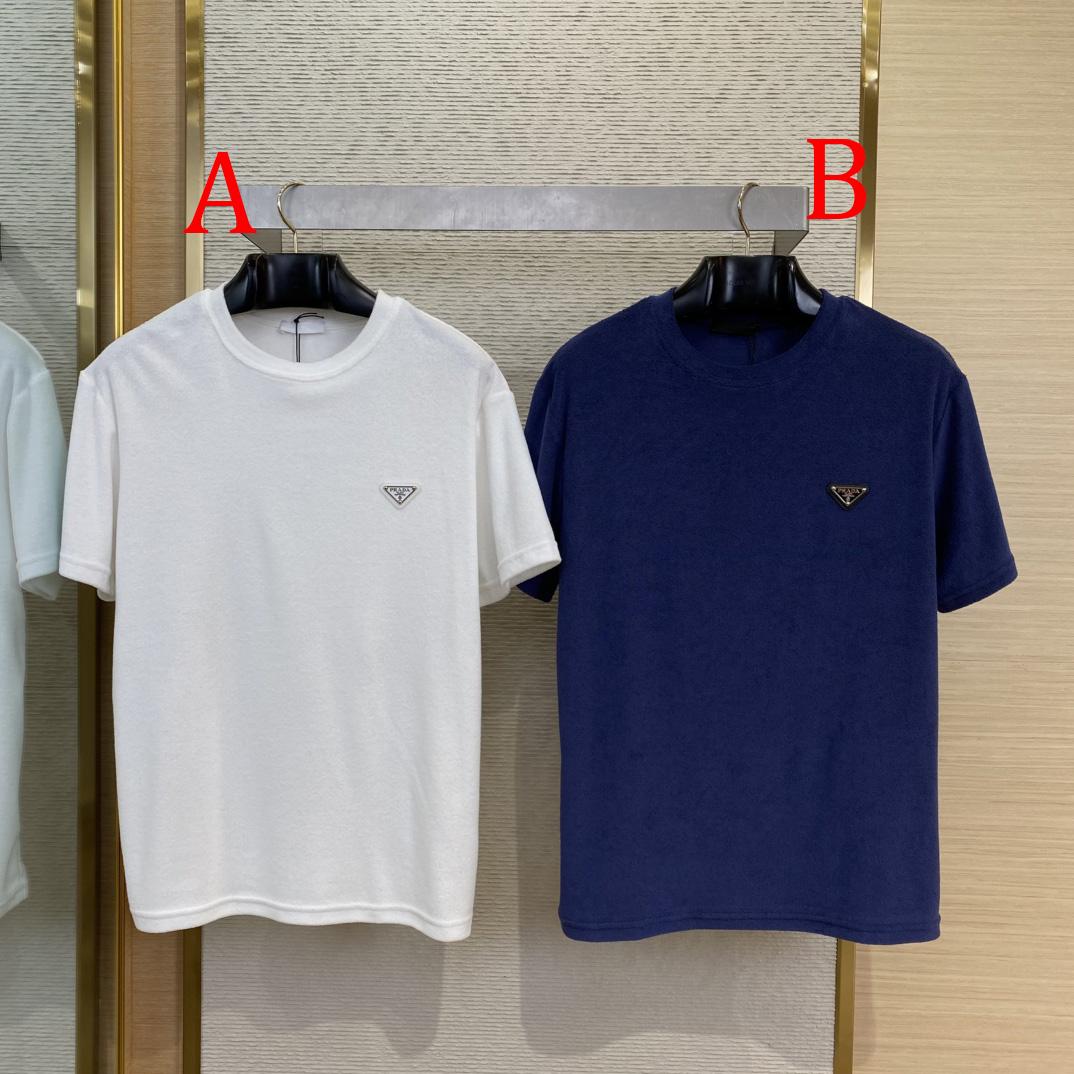 Prada Triangle-logo Terry T-shirt - EUR FASHION