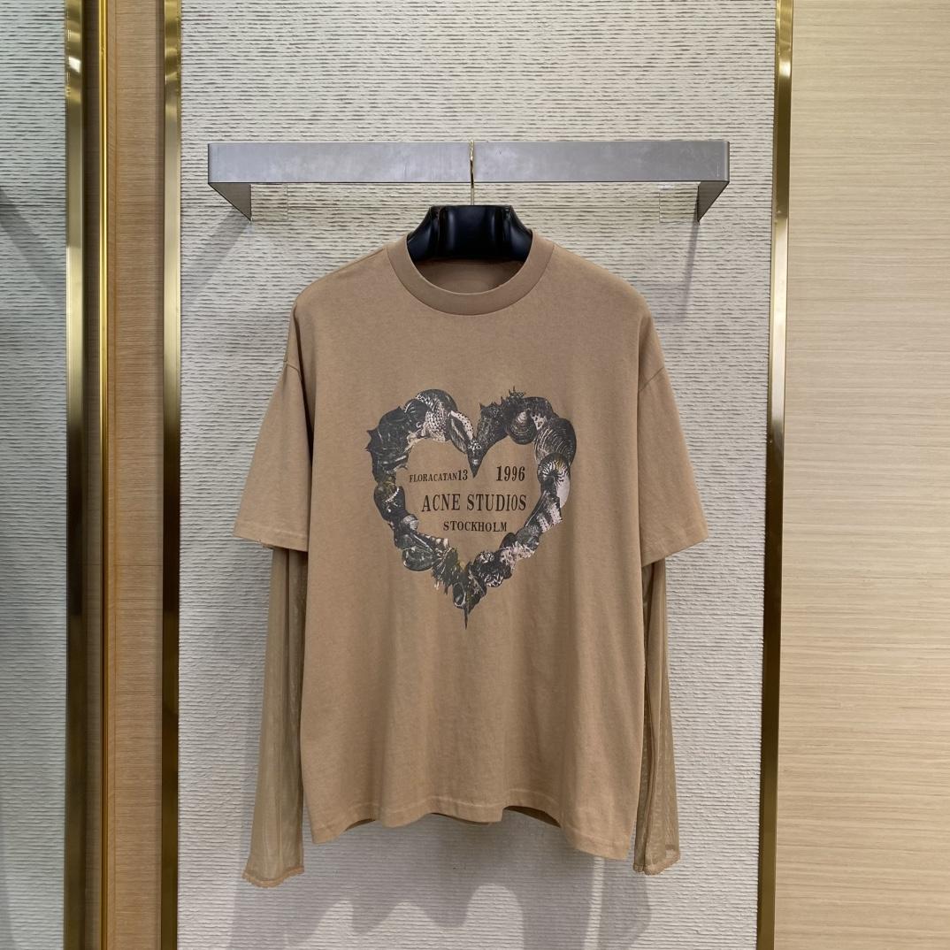 Acne Studios Beige Layered Print T-shirt - EUR FASHION