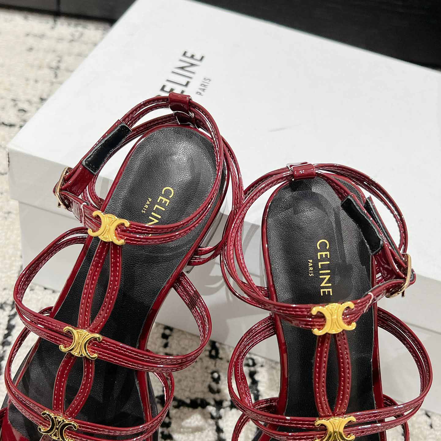 Celine Clemence Multi Triomphe Sandal In Glossy Calfskin - EUR FASHION