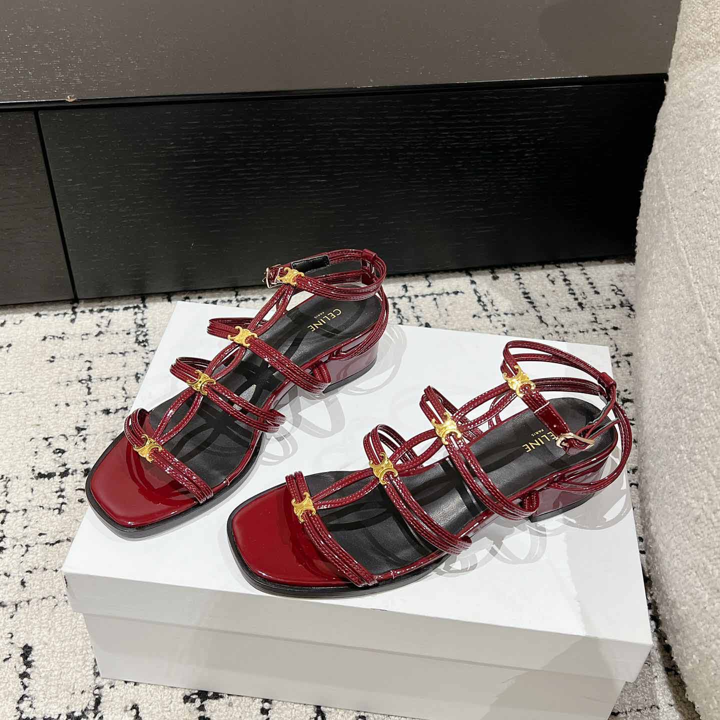 Celine Clemence Multi Triomphe Sandal In Glossy Calfskin - EUR FASHION