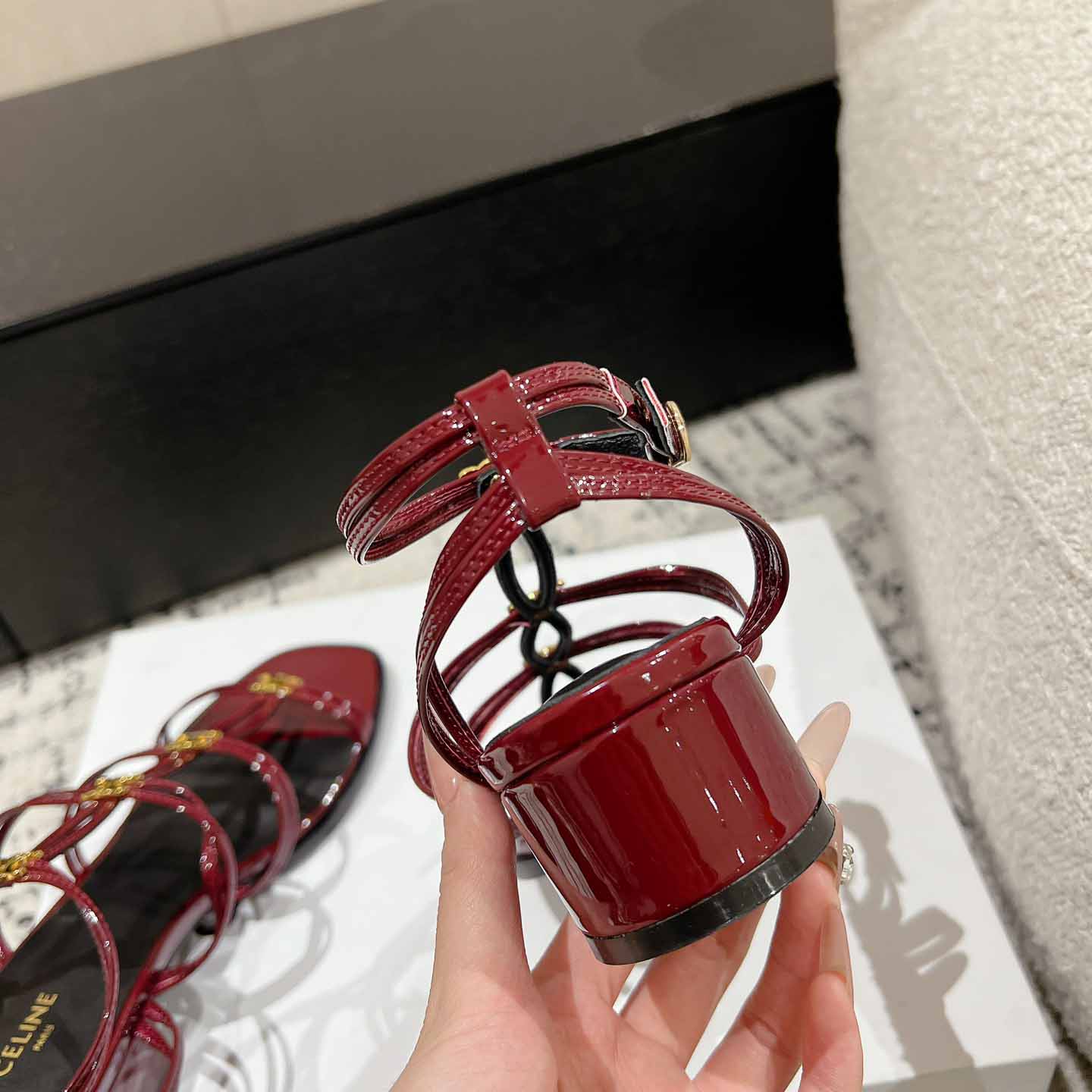 Celine Clemence Multi Triomphe Sandal In Glossy Calfskin - EUR FASHION