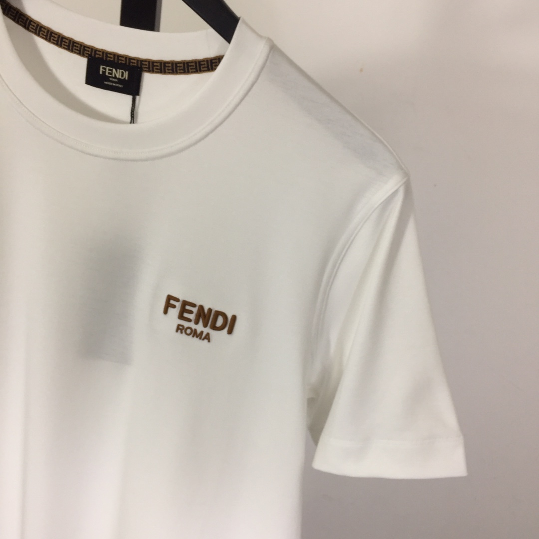 Fendi Cotton Jersey T-shirt With Embroidery - EUR FASHION