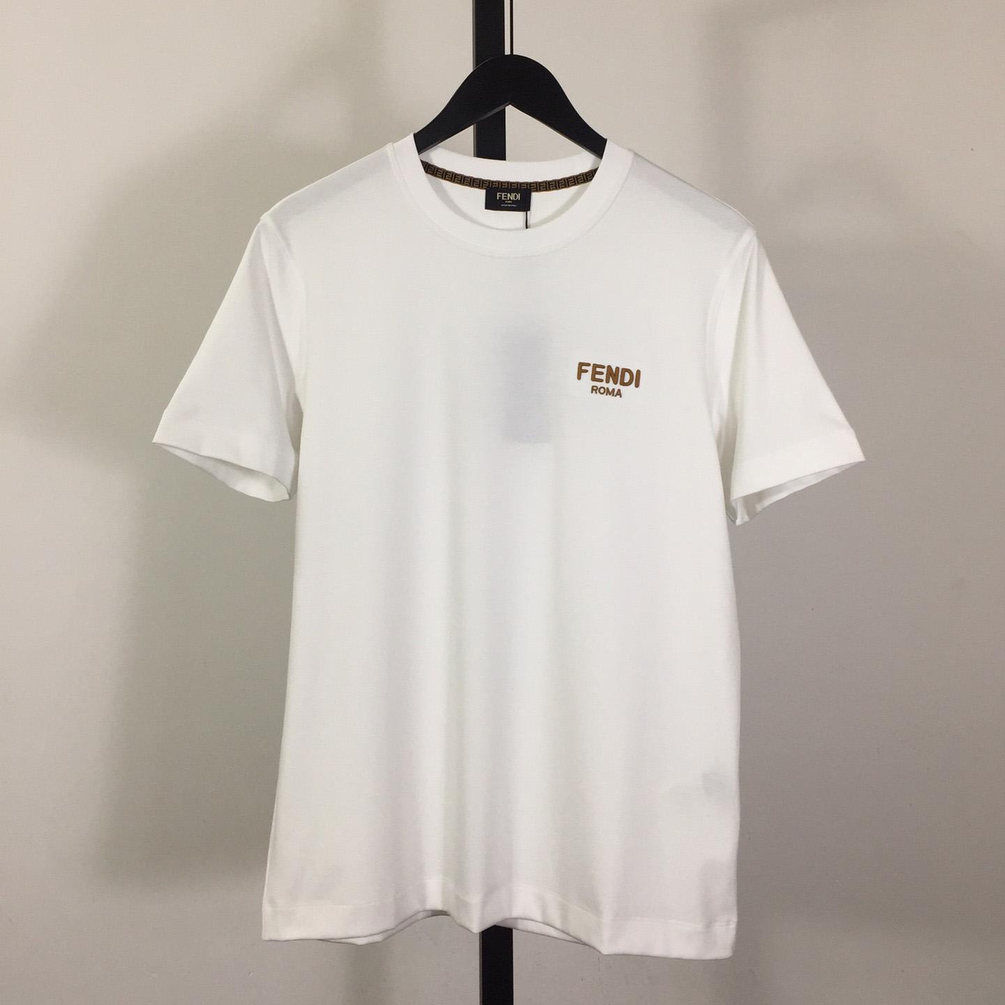 Fendi Cotton Jersey T-shirt With Embroidery - EUR FASHION