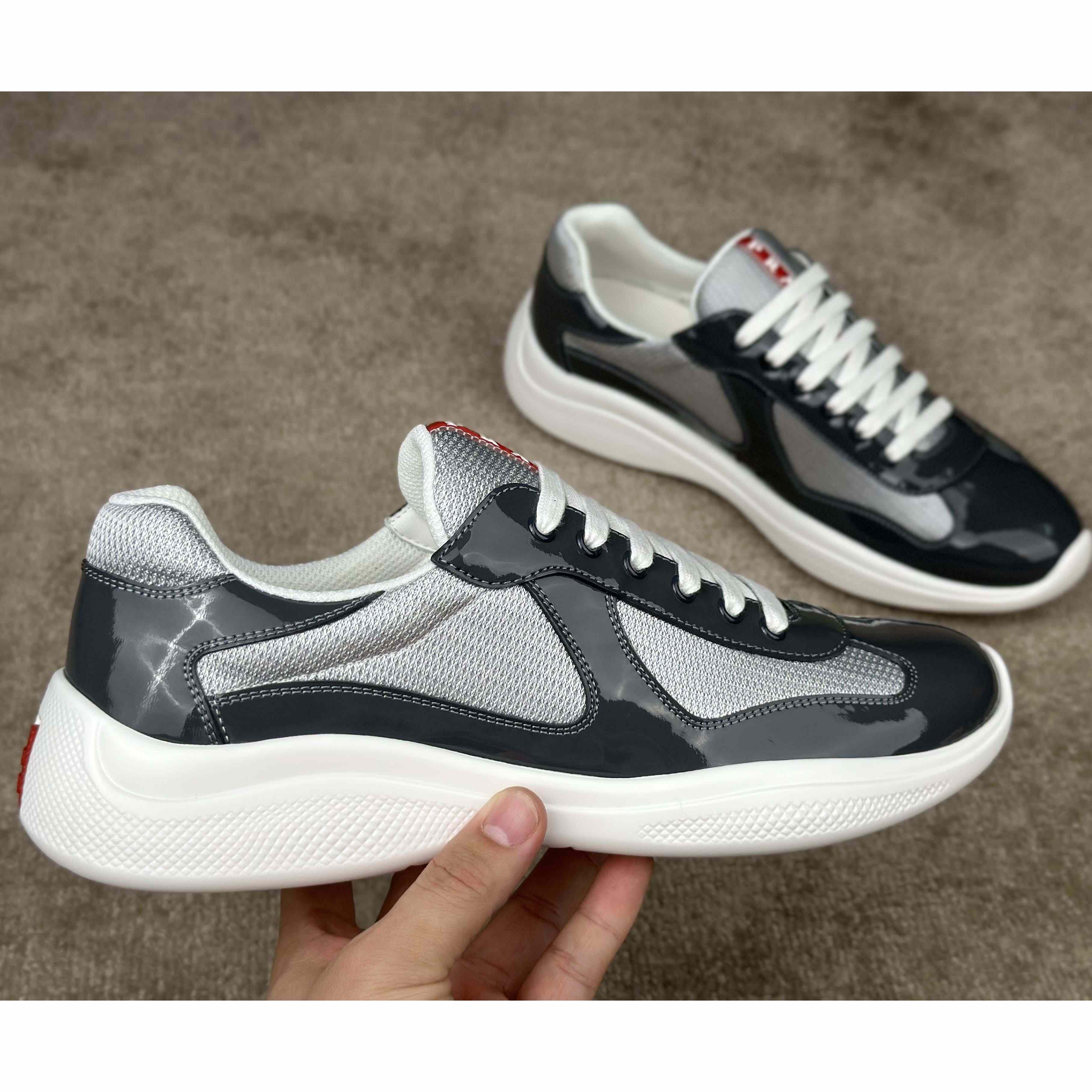 Prada Patent leather And Technical Fabric Prada America's Cup Sneakers - EUR FASHION