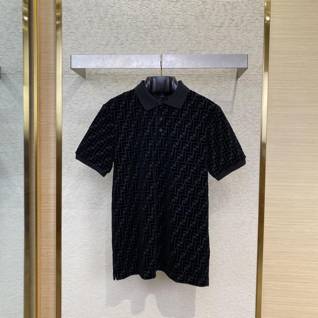 Fendi Black Jersey Polo Shirt - EUR FASHION