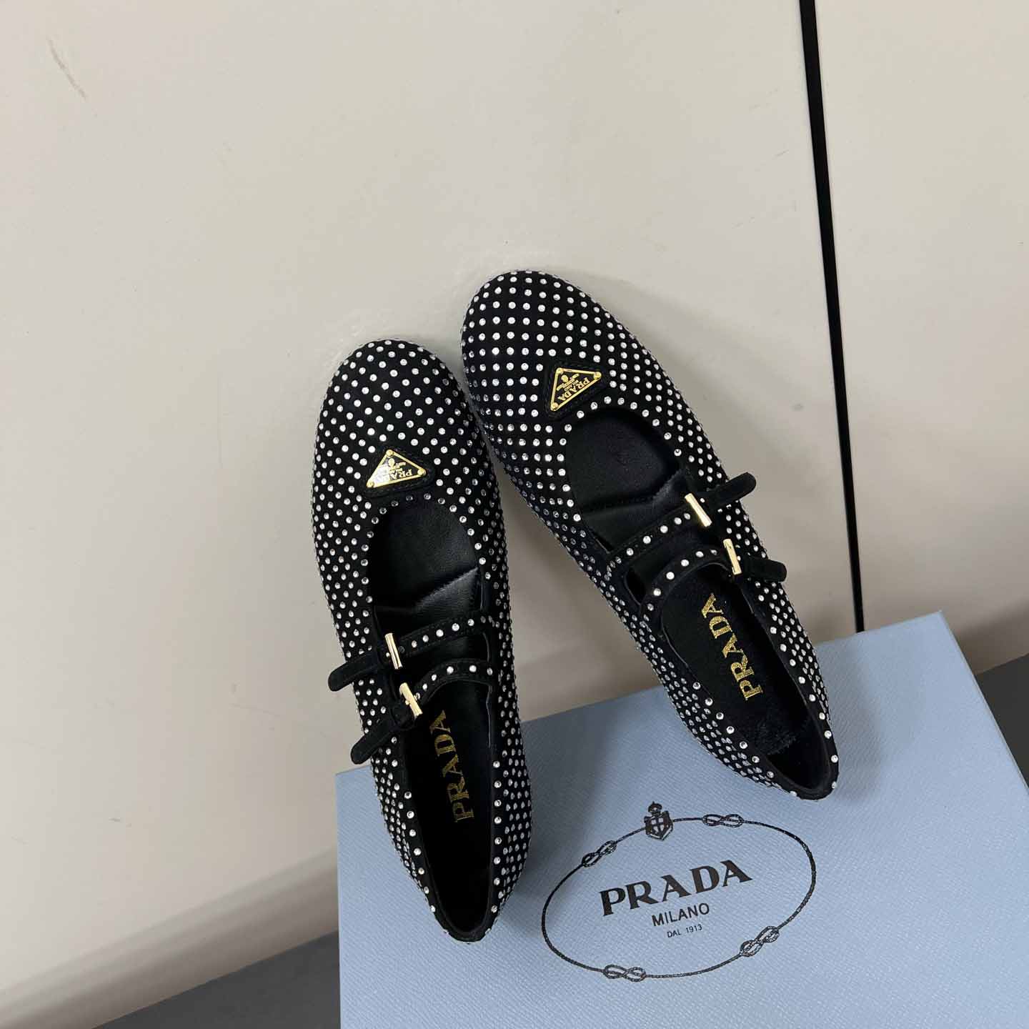 Prada Suede Ballerinas With Crystals - EUR FASHION