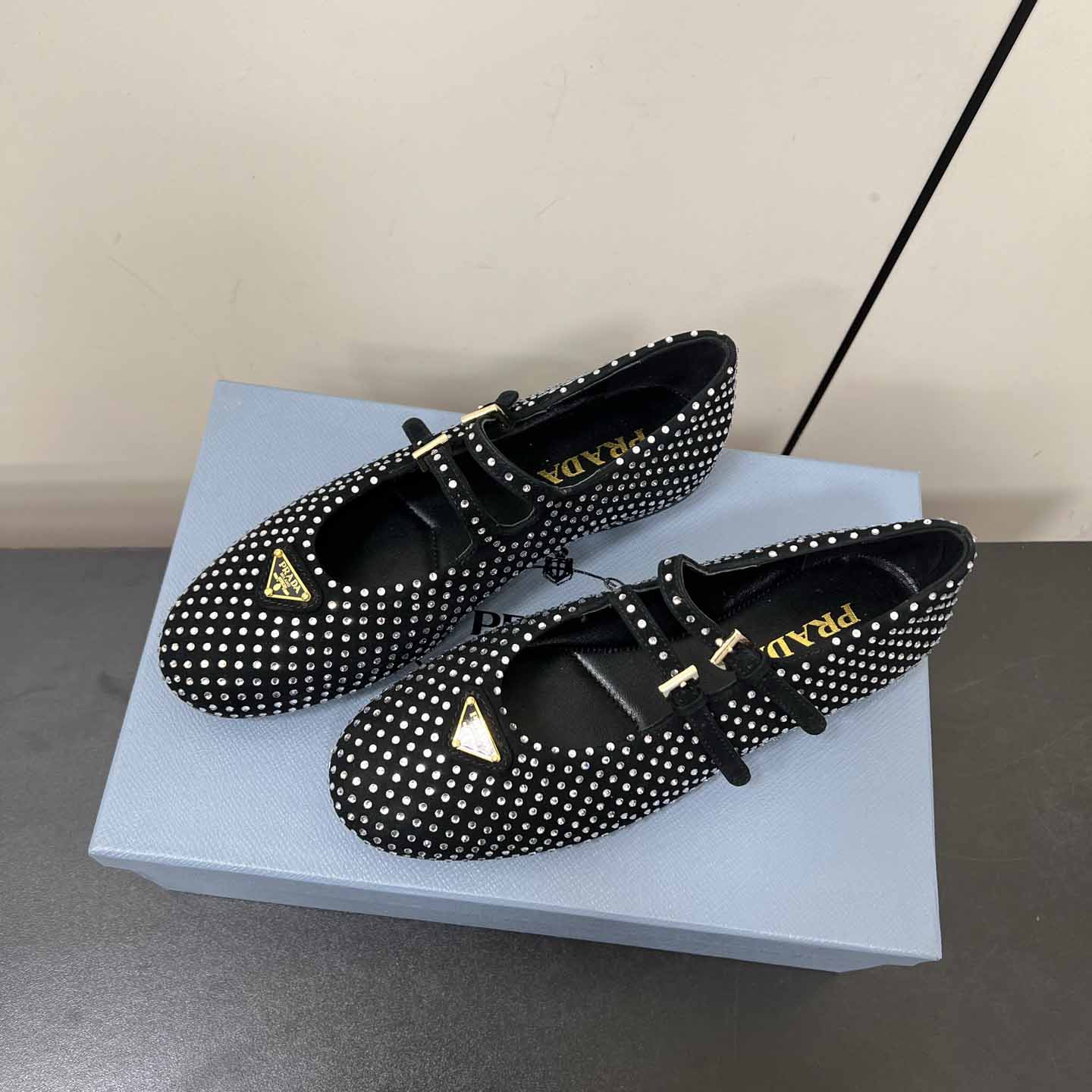 Prada Suede Ballerinas With Crystals - EUR FASHION