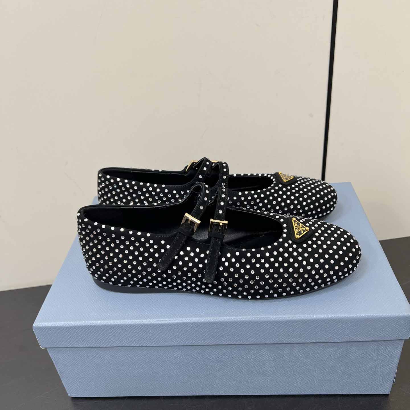 Prada Suede Ballerinas With Crystals - EUR FASHION