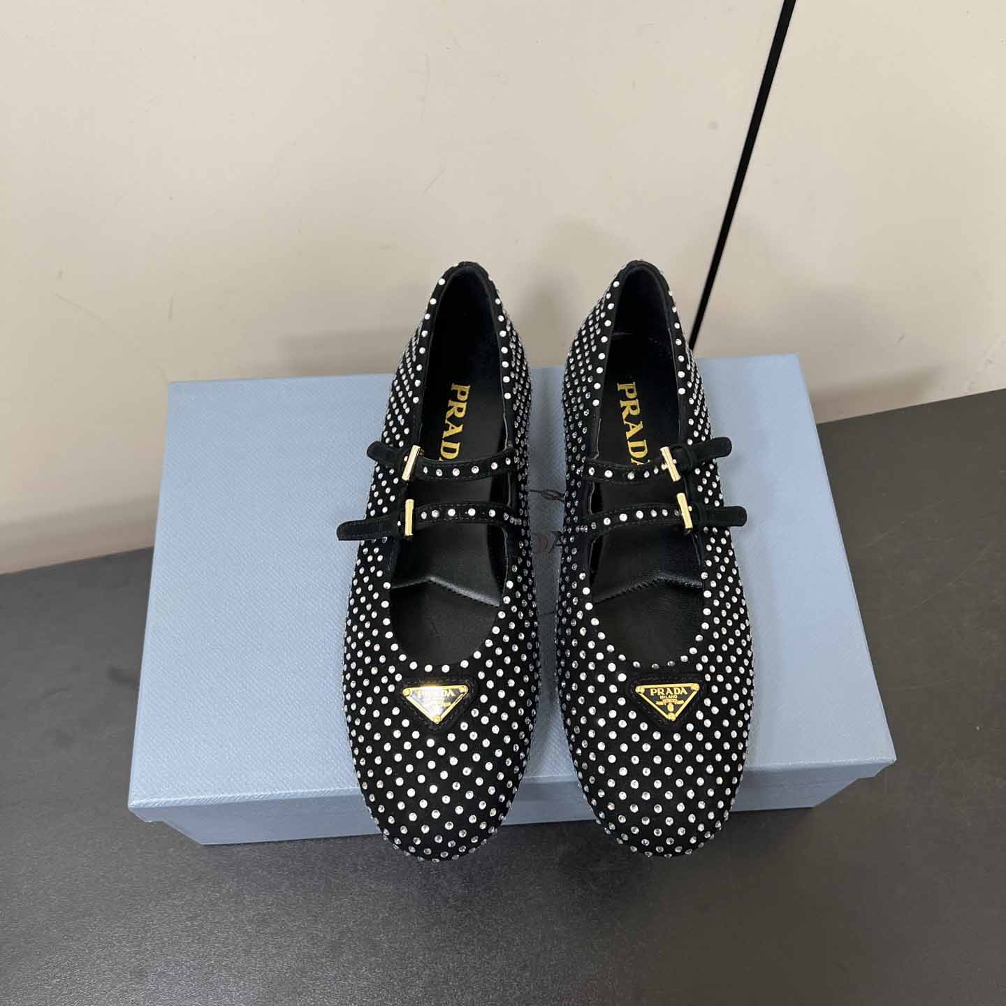 Prada Suede Ballerinas With Crystals - EUR FASHION