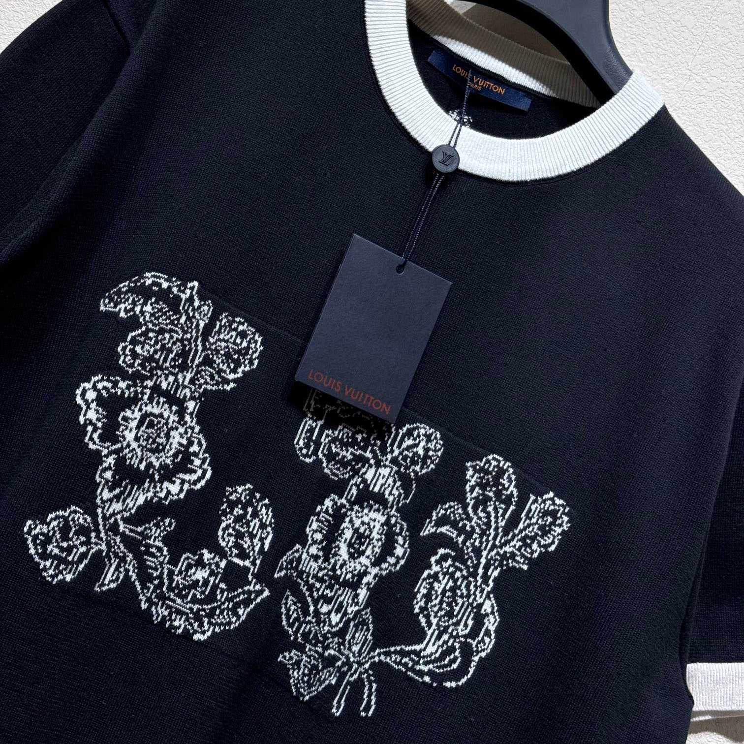 Louis Vuitton Graphic Intarsia Short-Sleeved Cotton Crewneck   - EUR FASHION